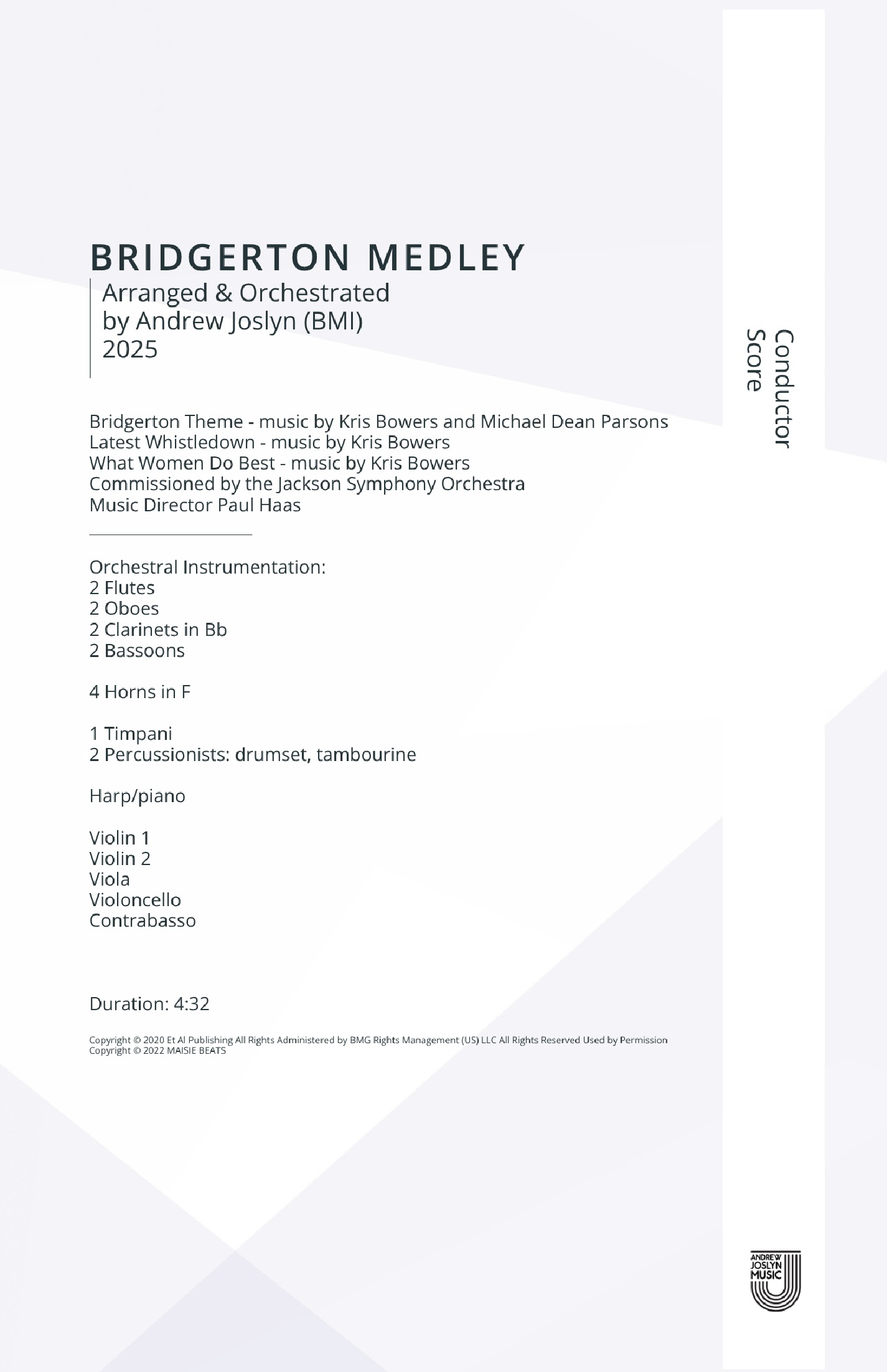 Medley: Bridgerton Main Title with The Latest Whistledown (arr. Andrew Joslyn) by Andrew Joslyn Full Orchestra