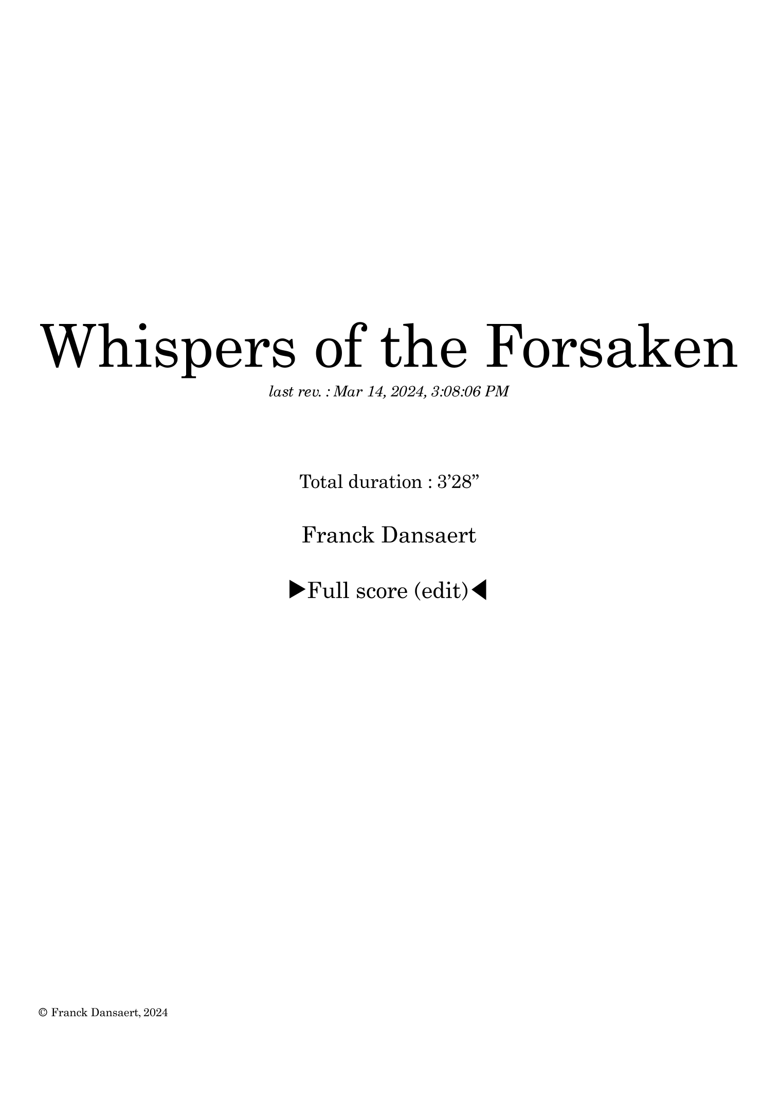 Whispers of the forsaken - Score Only (仅总谱) by Franck Dansaert Full Orchestra (管弦乐团) - 预览