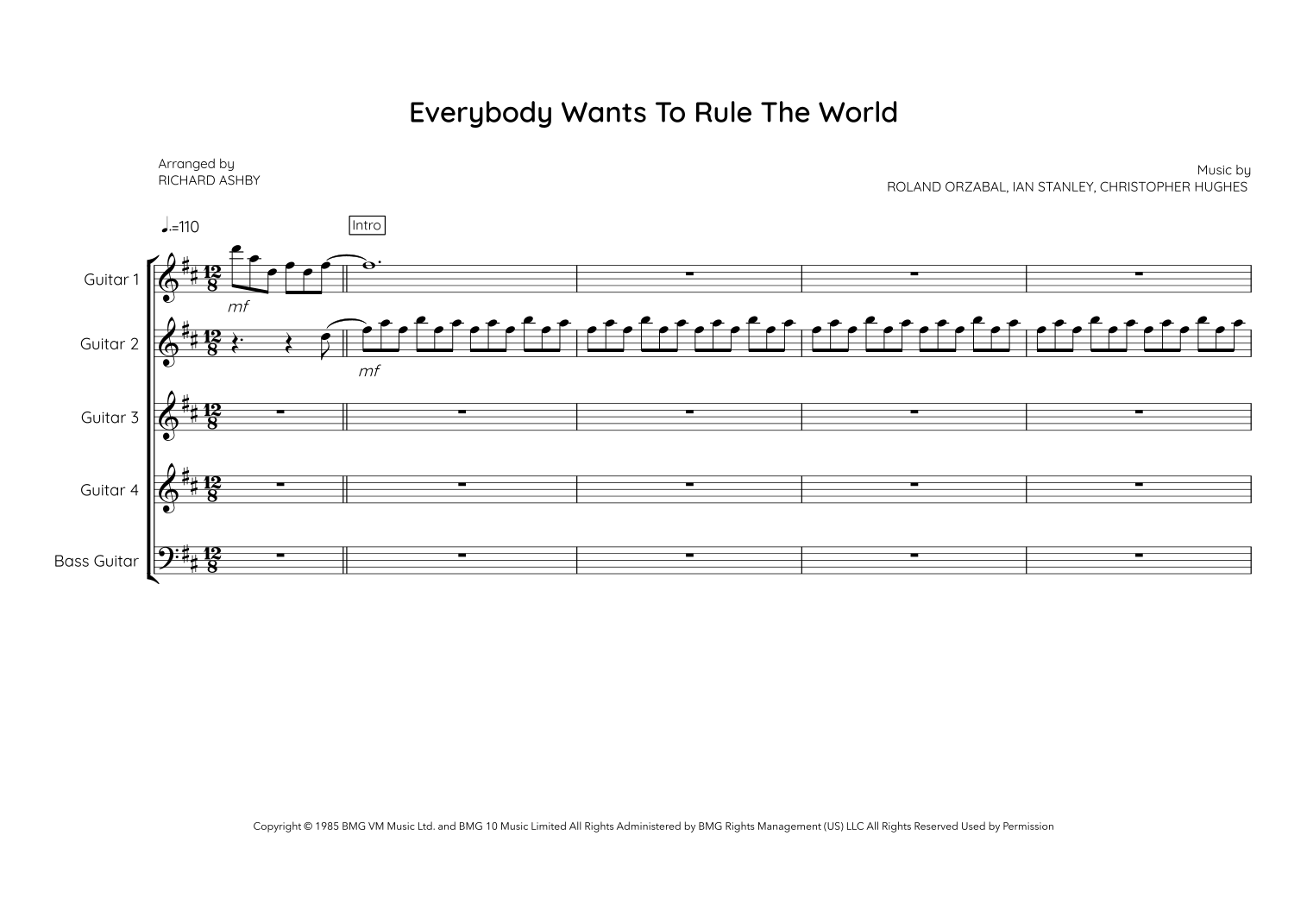 Everybody Wants To Rule The World by Andy McKee Sheet Music for