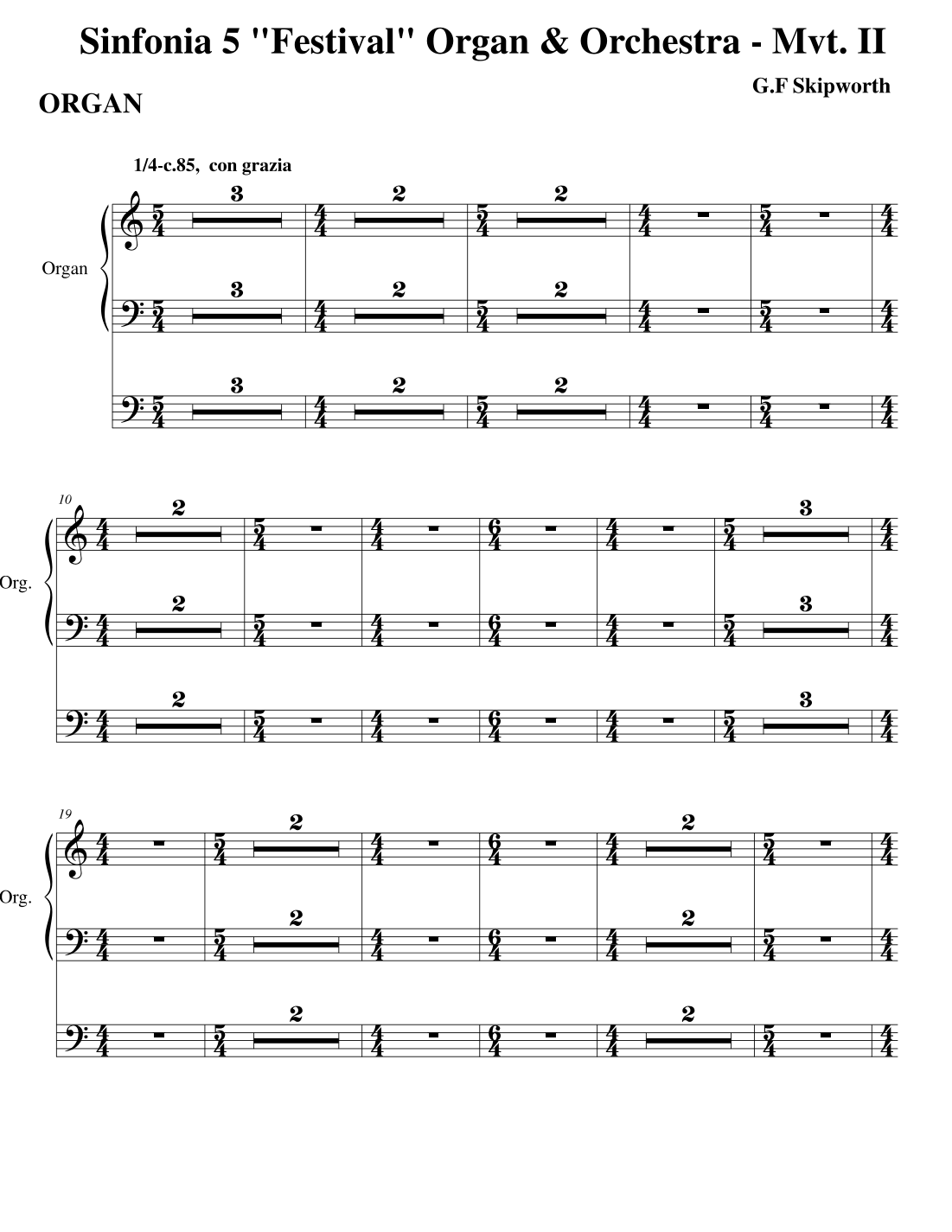 Sinfonia no. 5 "Festival" for Orchestra and Organ, Mvt. II by George Skipworth Full Orchestra