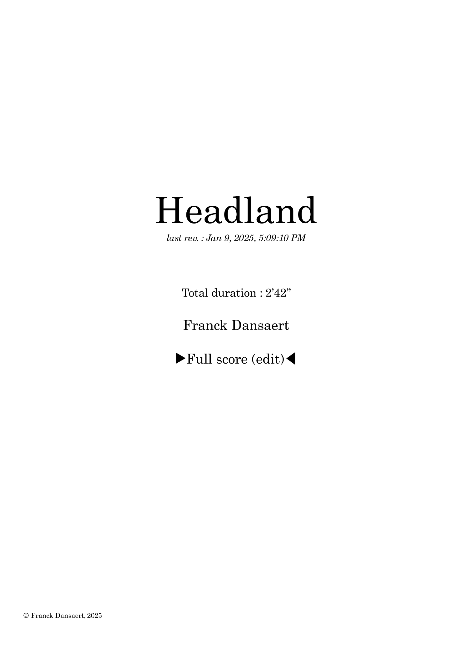 Headland - Score Only by Franck Dansaert Full Orchestra - 预览