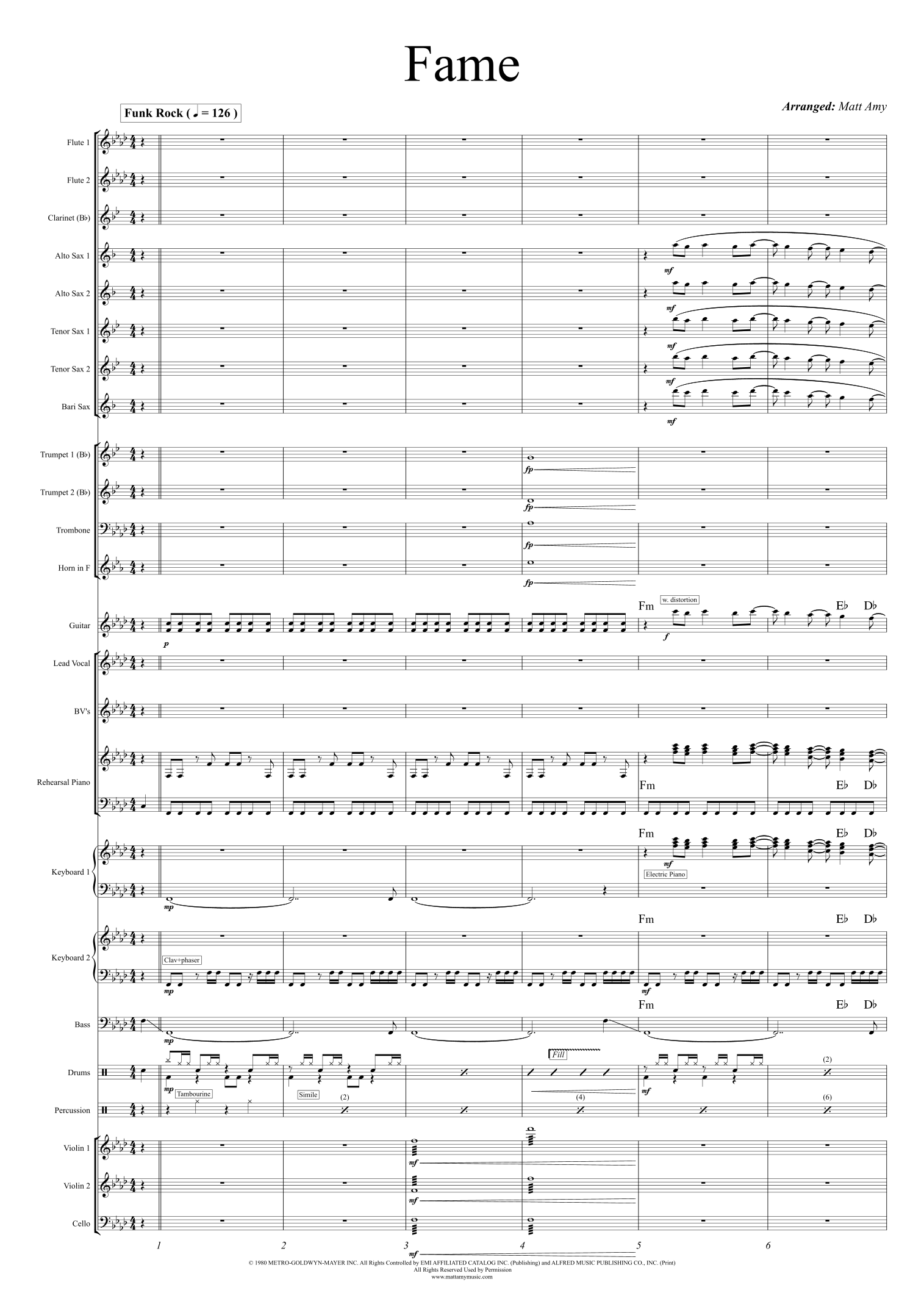Fame (arr. Matt Amy) by Irene Cara Full Orchestra