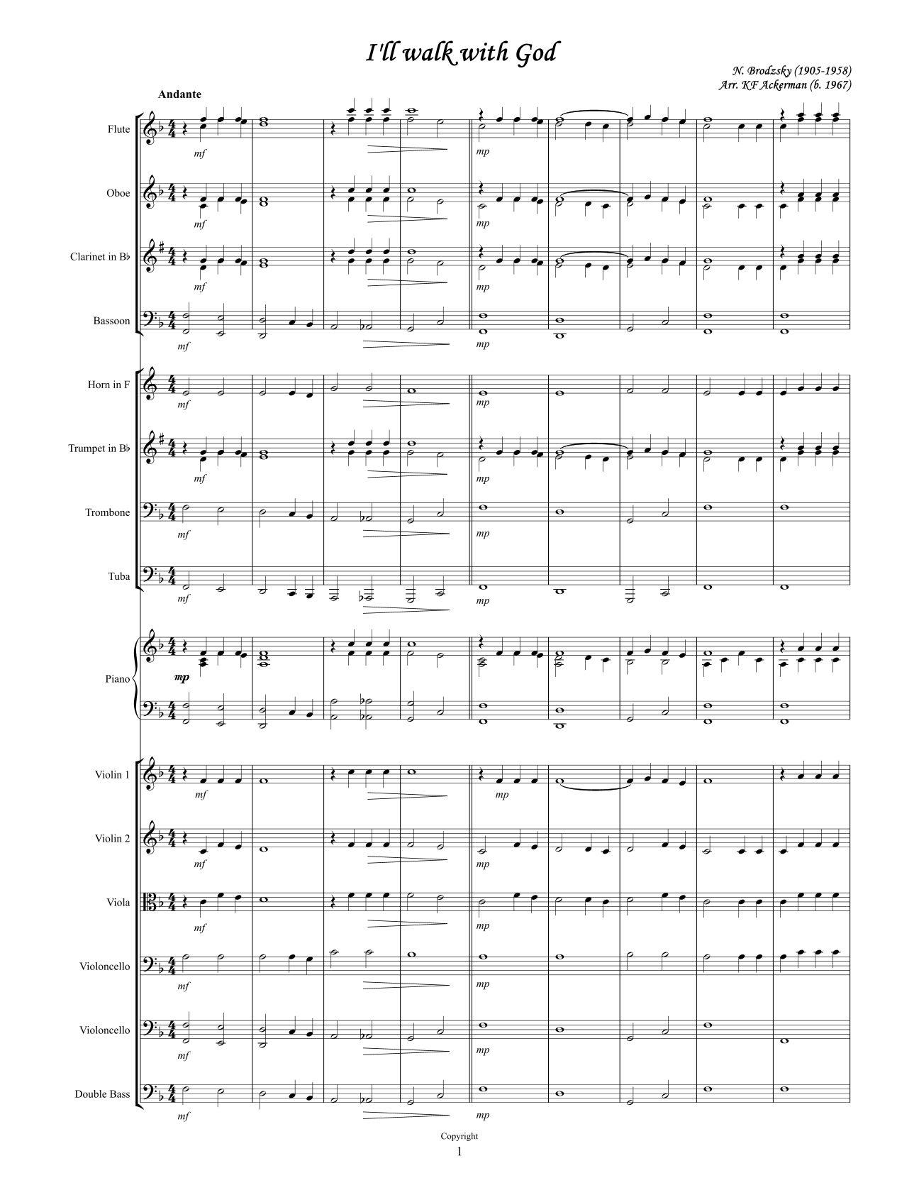 I'll walk with God - Orchestra (arr. Karl Ackerman) by Karl Ackerman Full Orchestra