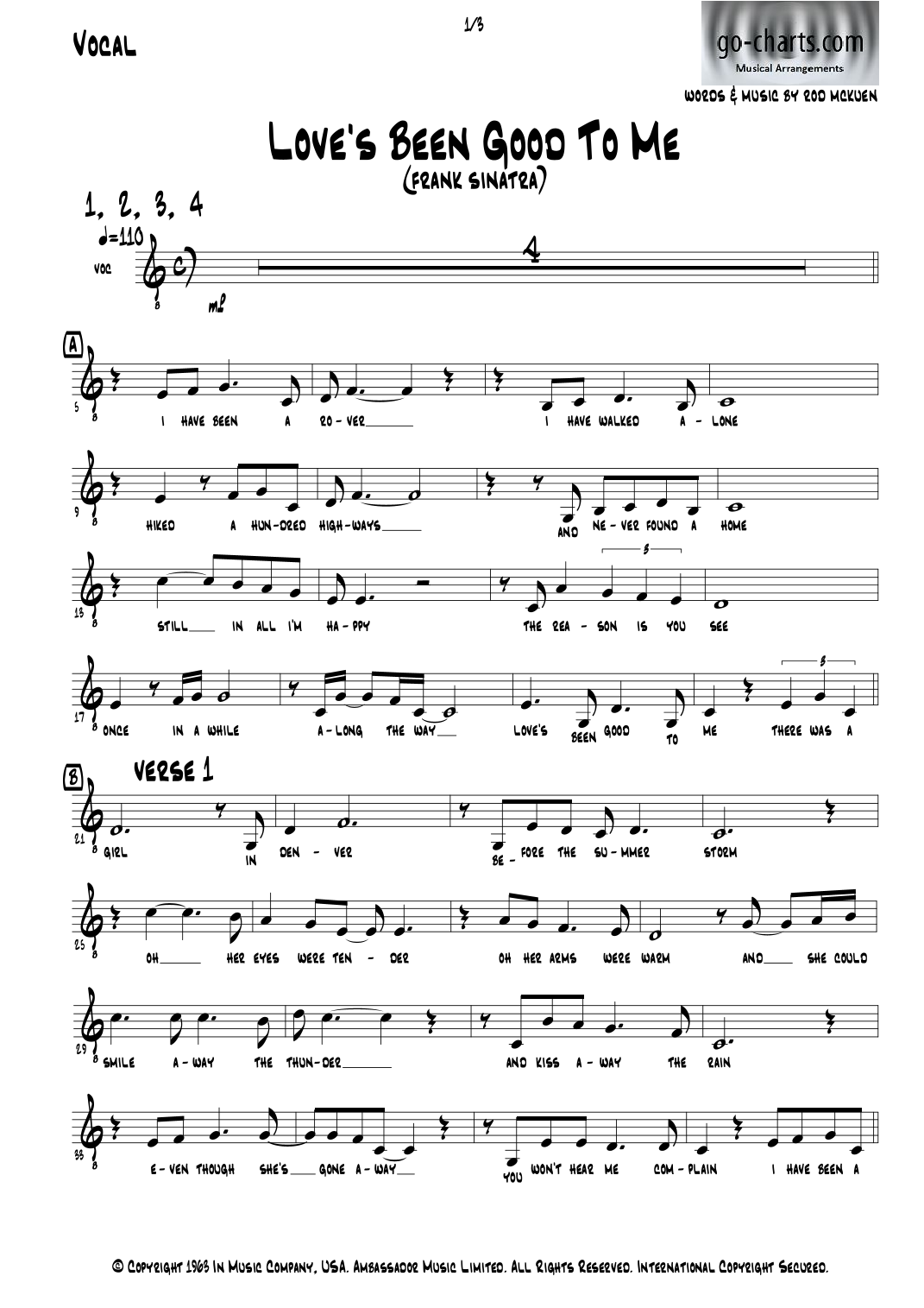 Love's Been Good To Me (arr. Andy Davidson go-charts.com) by Frank Sinatra 管弦乐团 - 预览