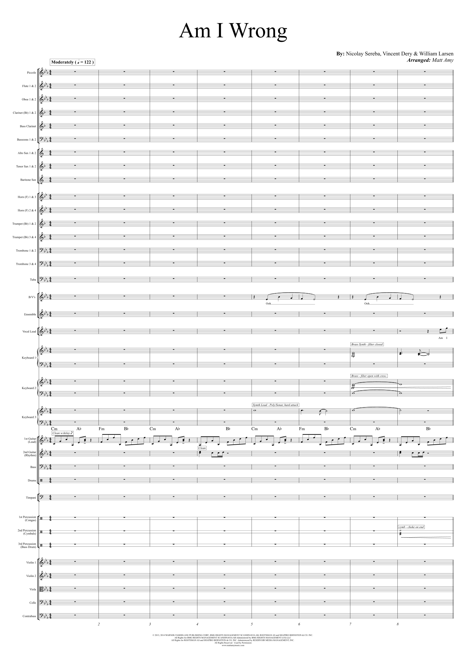 Am I Wrong (arr. Matt Amy) by Nico & Vinz 管弦乐团全编制 - 预览
