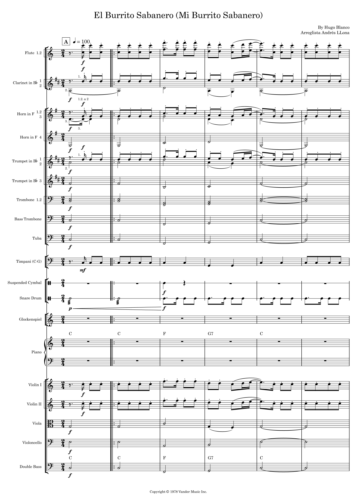El Burrito Sabanero (Mi Burrito Sabanero) (arr. Andrés LLona) by Hugo Blanco Full Orchestra (管弦乐团) - 预览