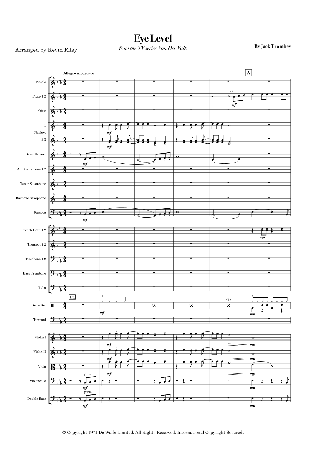 Eye Level (arr. Kevin Riley) by Jack Trombey Full Orchestra (Jack Trombey 作曲,Kevin Riley 编曲,管弦乐团) - 预览