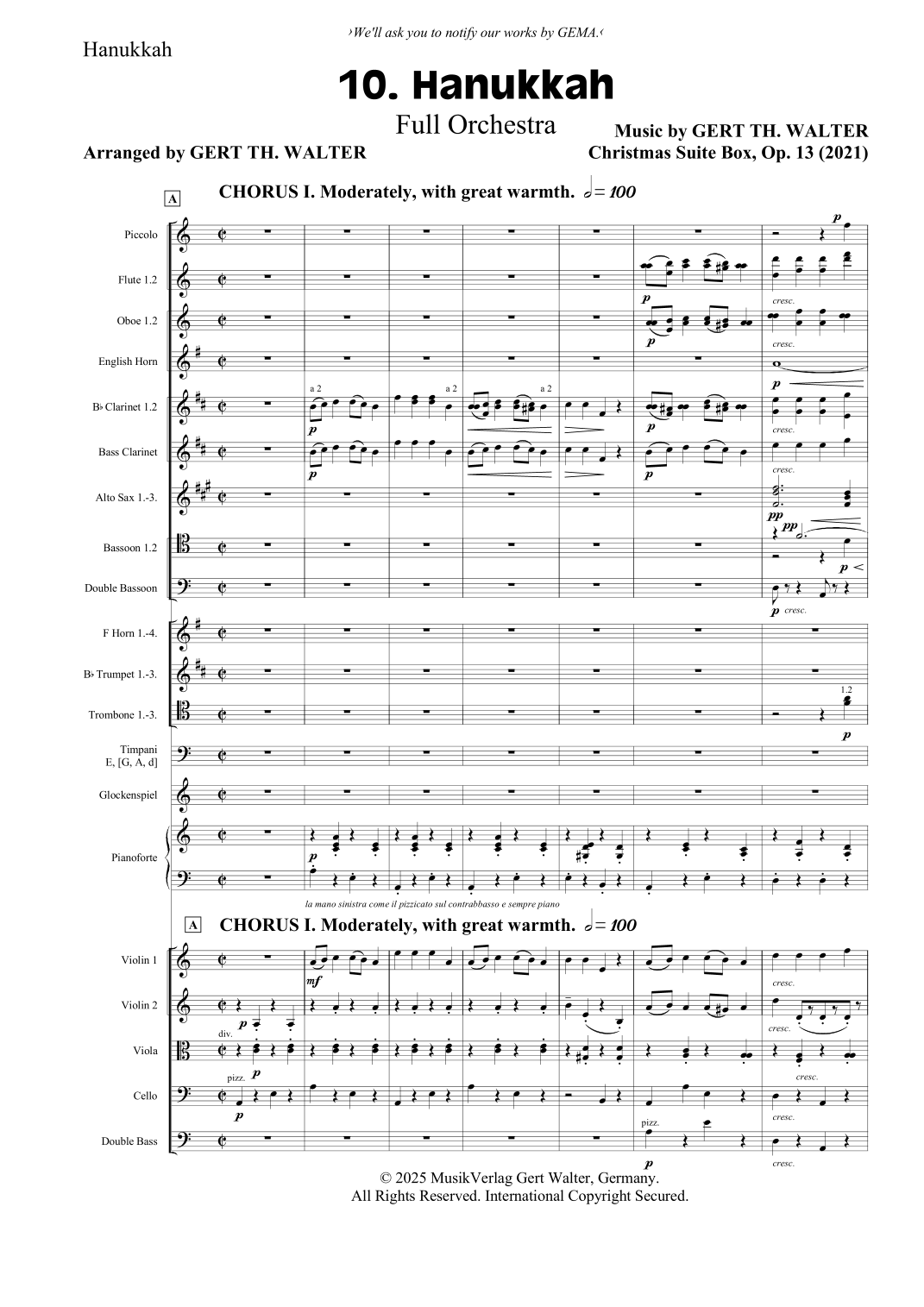 【格特·Th·瓦尔特《哈努卡》管弦乐谱】Hanukkah by Gert Th. Walter Full Orchestra PDF乐谱下载