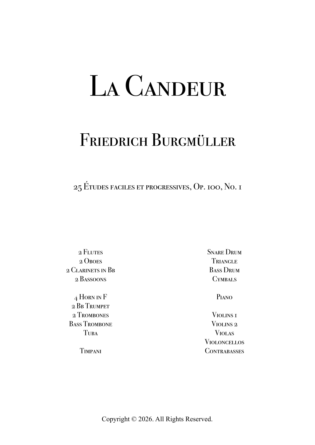 Burgmüller - La Candeur for Orchestra (arr. Julio Costa) by Johann Friedrich Burgmüller Full Orchestra