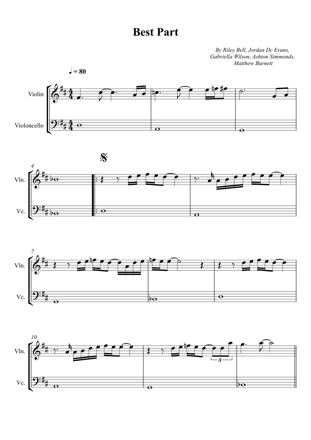 Best Part (arr. Wesley S. SIlva) by Daniel Caesar Feat. H.E.R. Sheet ...