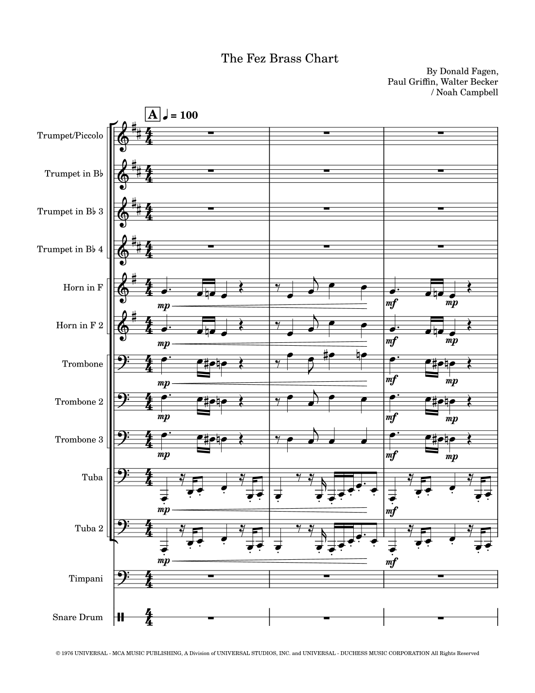 The Fez by Steely Dan Sheet Music for Marching Band (arr. Noah Campbell ...