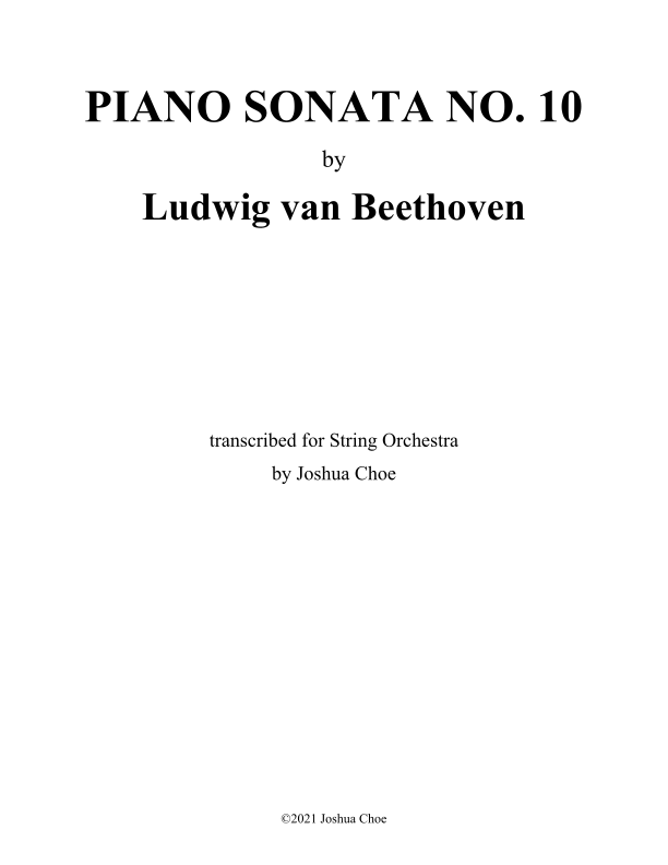 Piano Sonata No. 10 Sheet Music | Ludwig van Beethoven | Orchestra