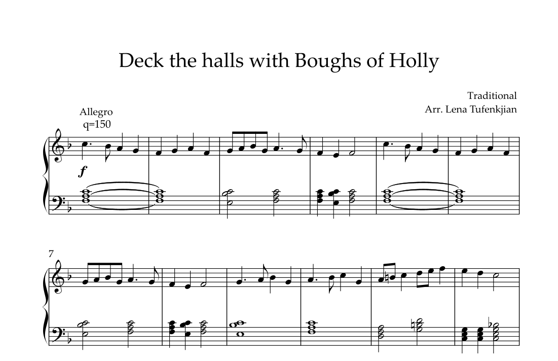 Deck the halls with boughs of Holly (arr. Lena Tufenkjian) por Lena ...