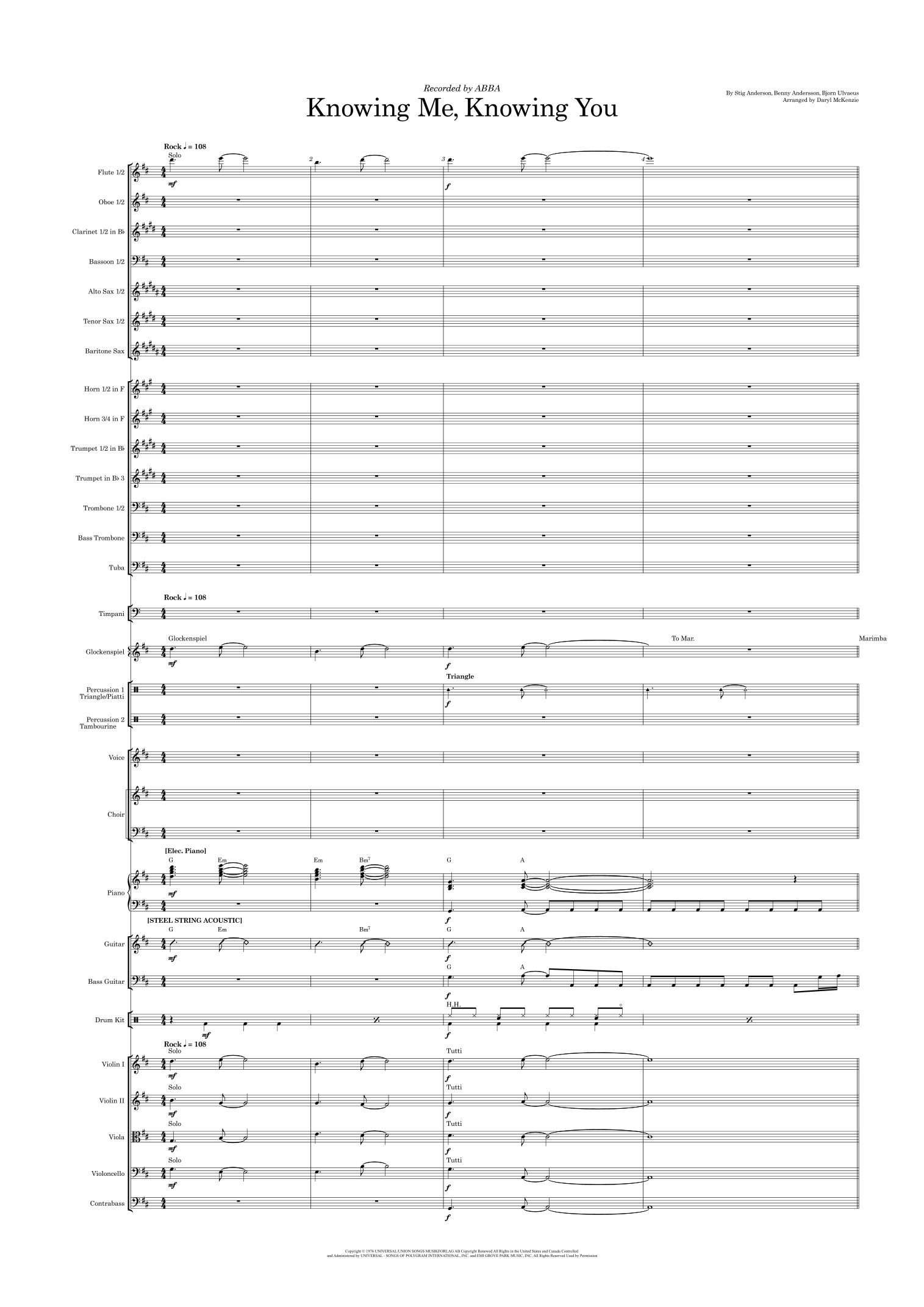 Knowing Me, Knowing You (arr. Daryl McKenzie) by ABBA Full Orchestra