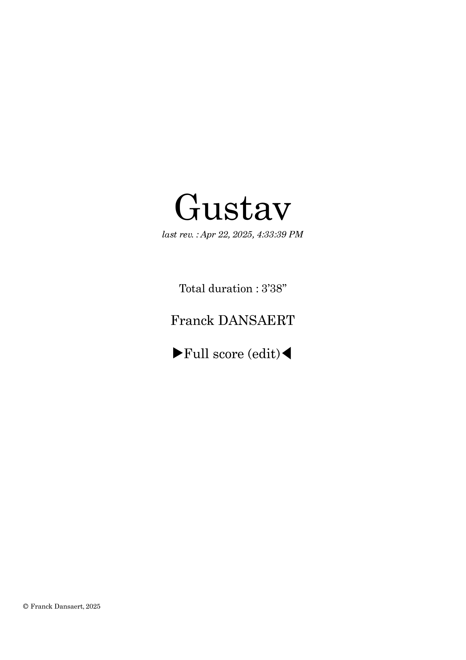 Gustav - 仅总谱 (Franck Dansaert - 管弦乐团) - 预览