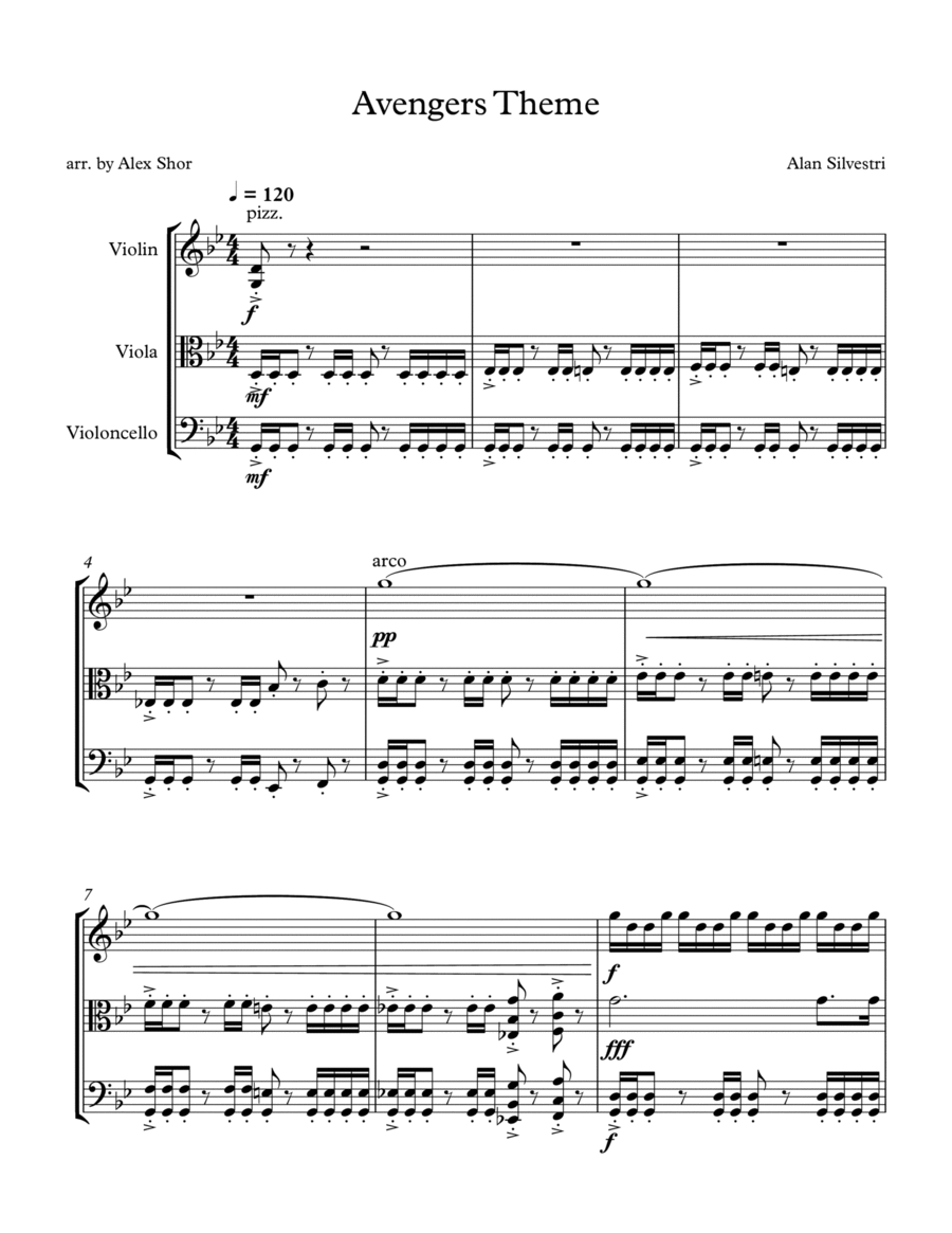 The Avengers Sheet Music Joel McNeely String Ensemble