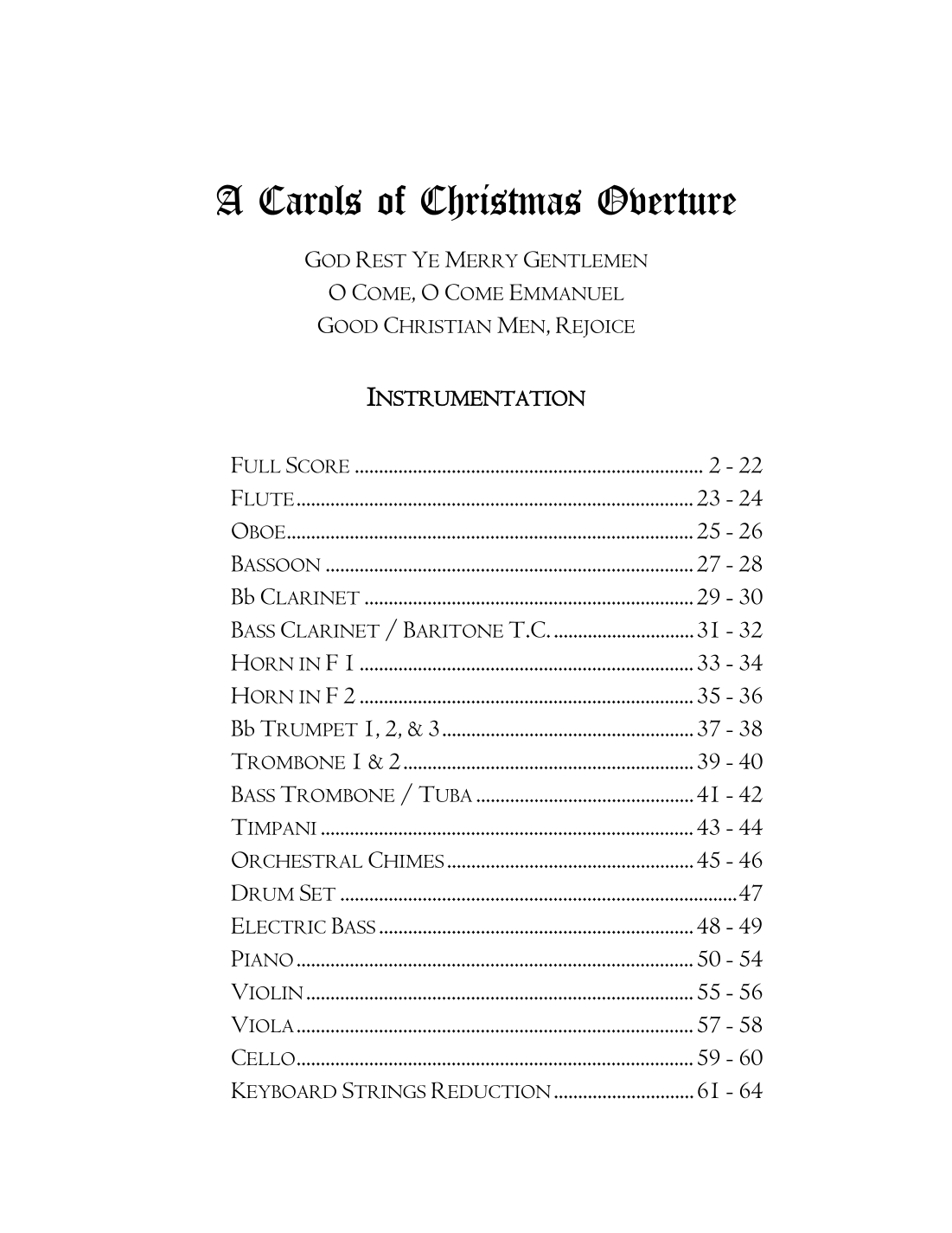 A Carols of Christmas Overture (arr. Klint Kallies) by Traditional Carols Full Orchestra