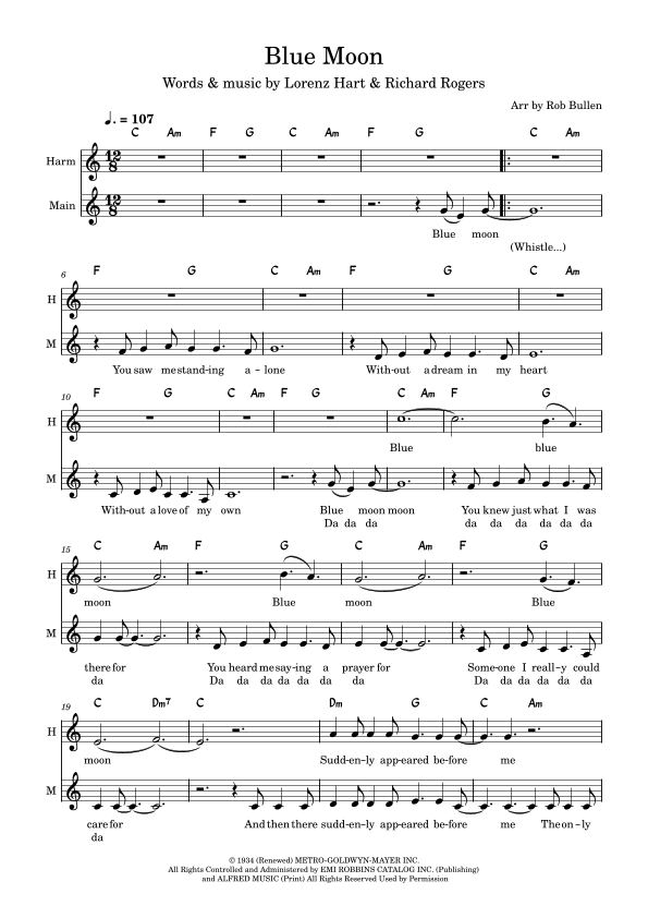 Blue Moon (arr. Rob Bullen) Digital Sheet Music