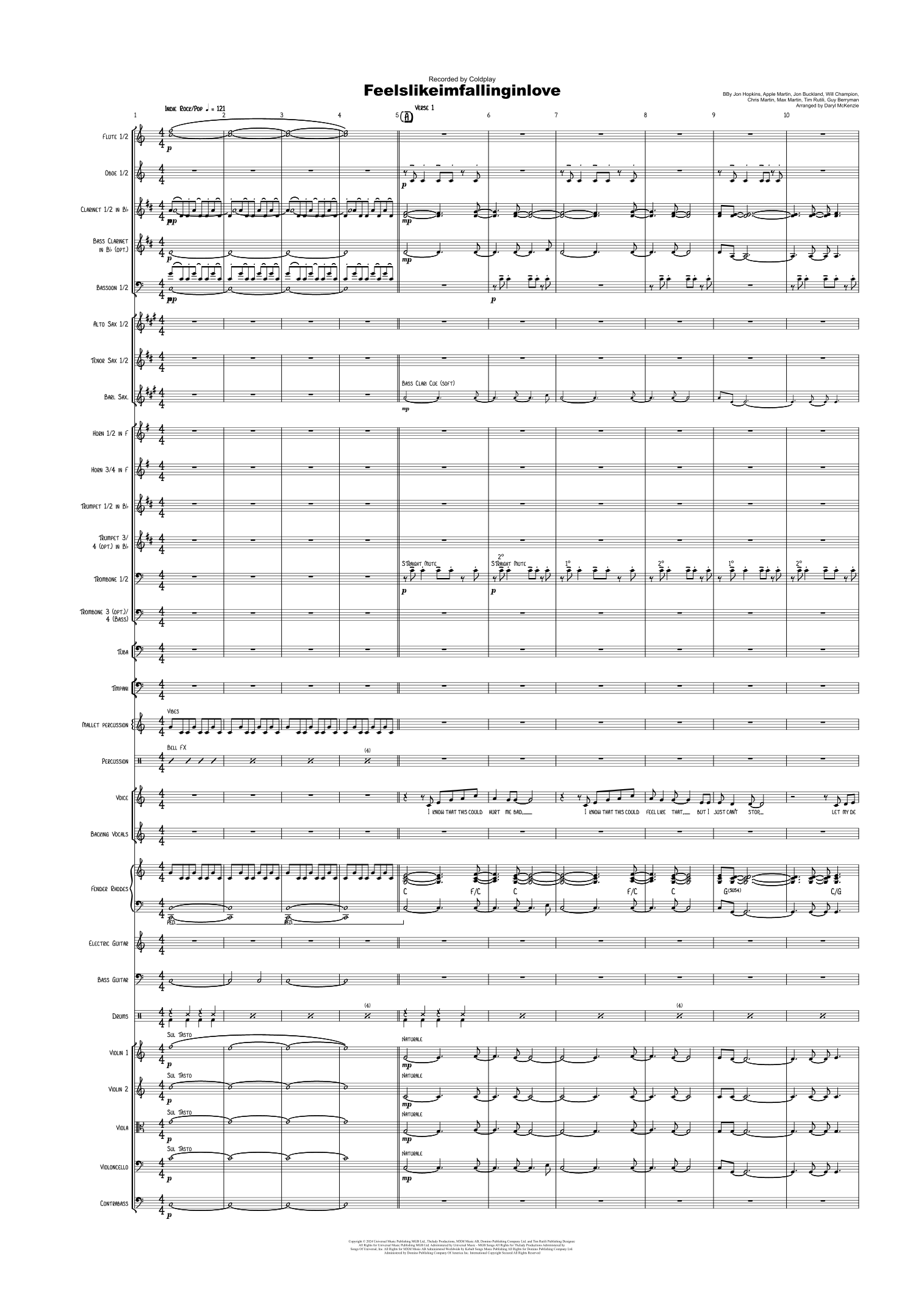 Feelslikeimfallinginlove (arr. Daryl McKenzie) by Coldplay Feat. John Metcalfe 管弦乐团全谱 - 预览