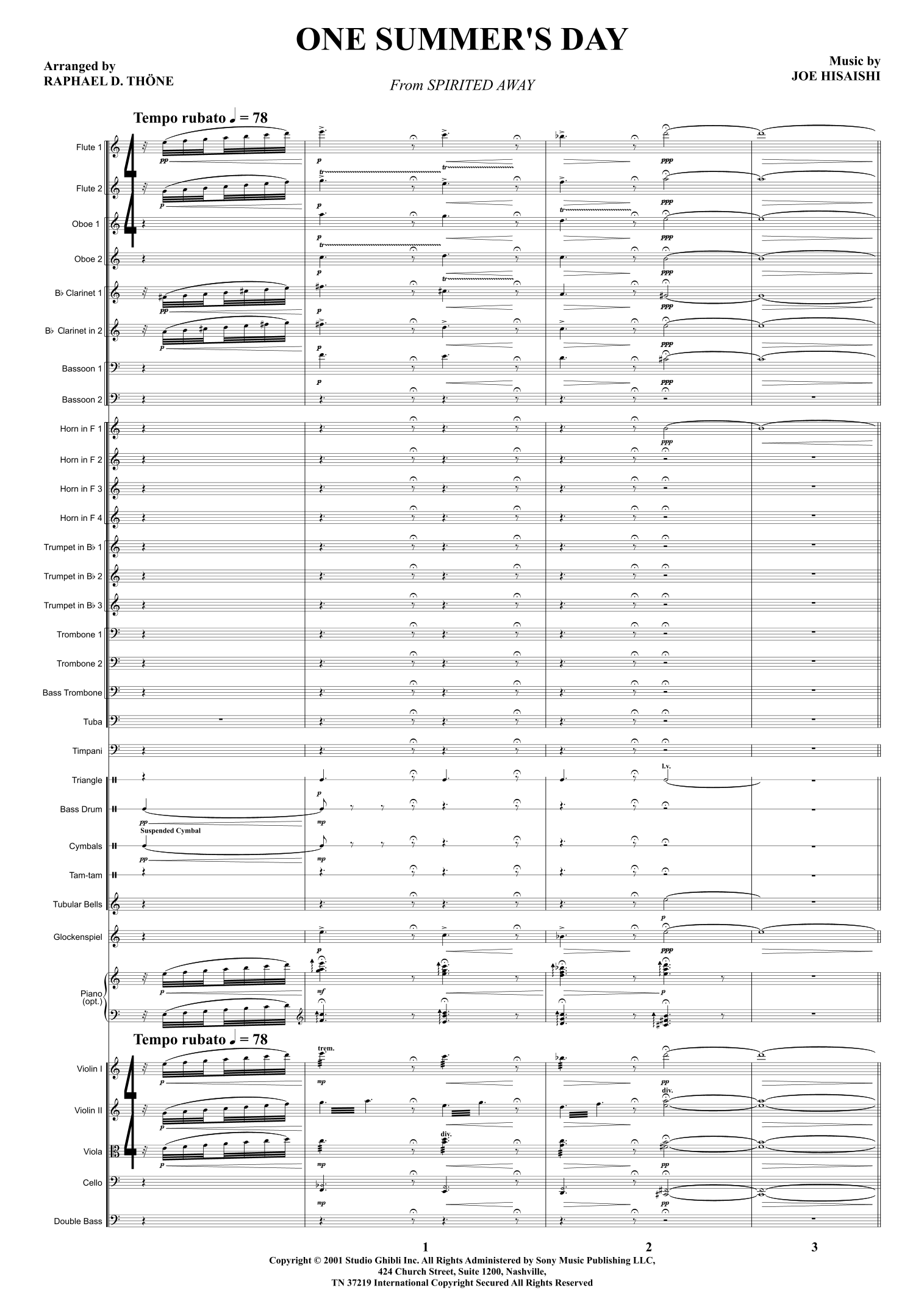One Summer's Day (arr. Raphael D. Thöne) by Joe Hisaishi Full Orchestra