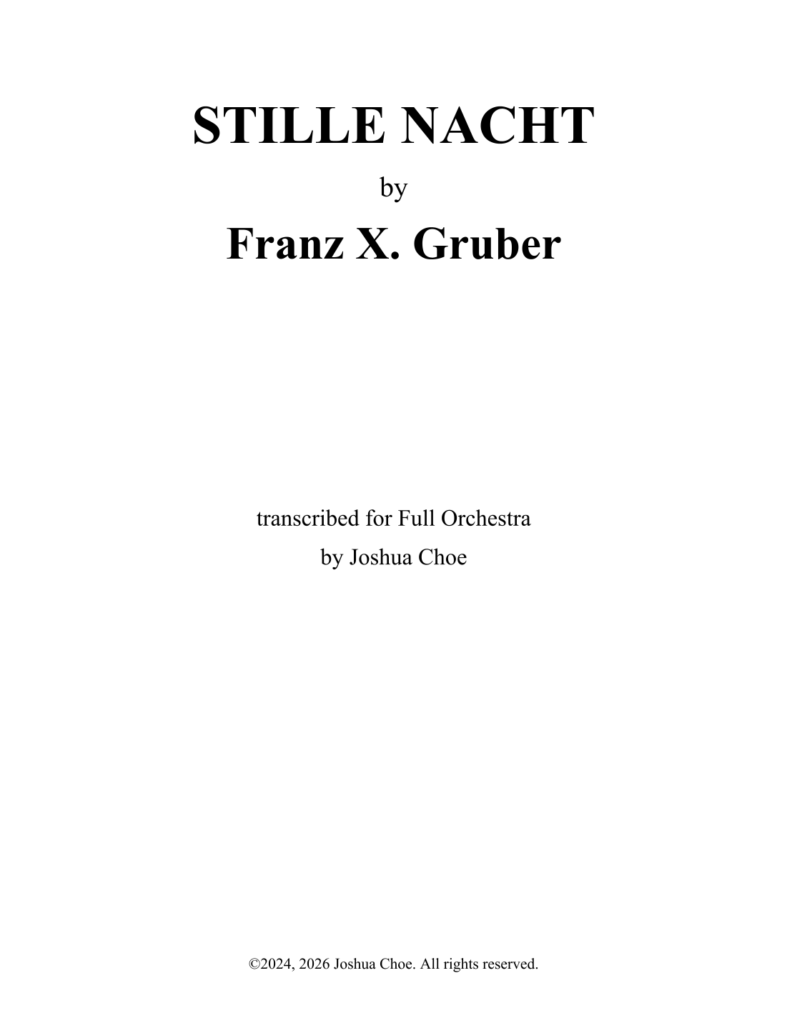 STILLE NACHT (arr. JMJ Arrangements) by Franz X. Gruber 管弦乐总谱 - 预览