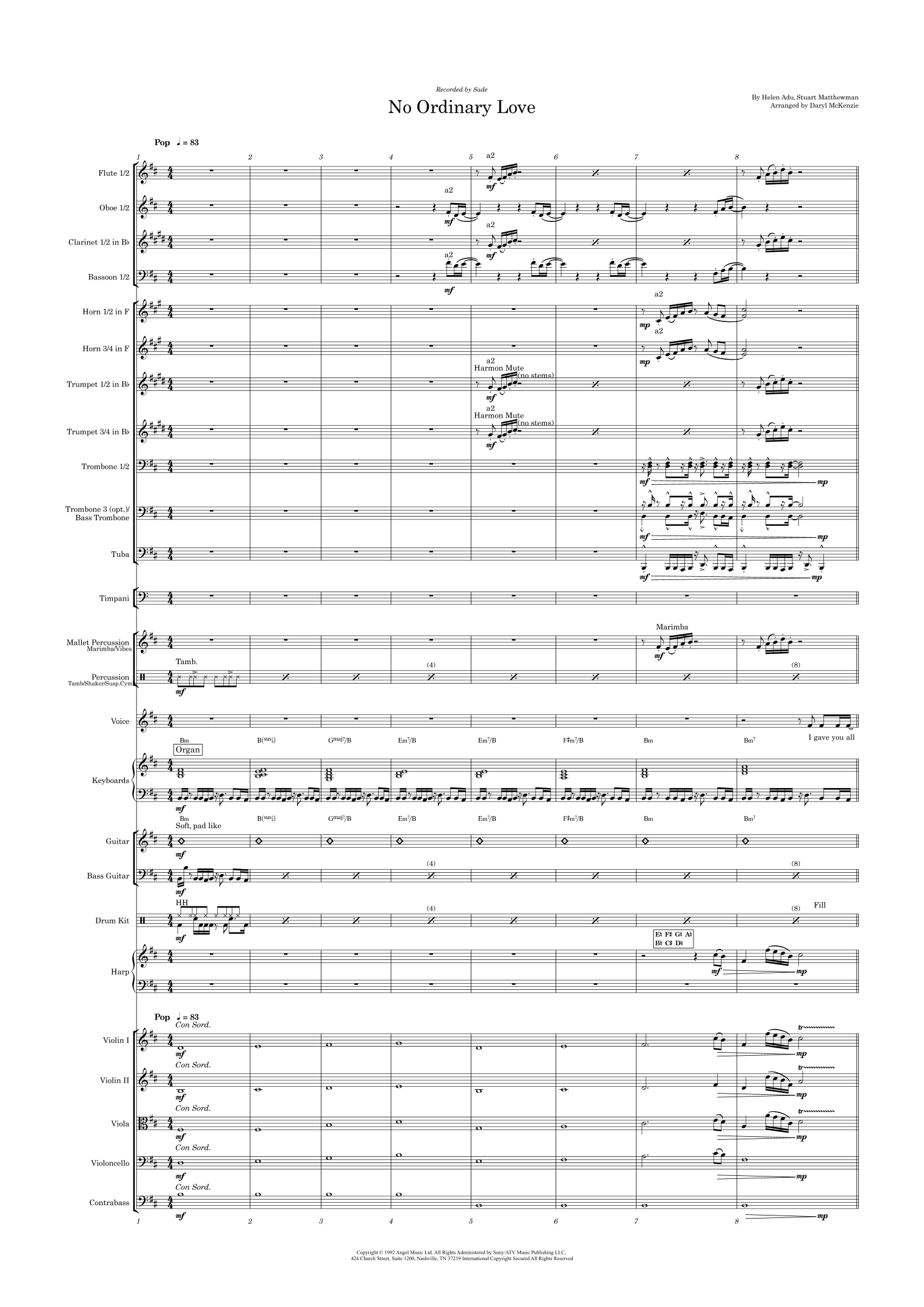No Ordinary Love (arr. Daryl McKenzie) by Sade Full Orchestra