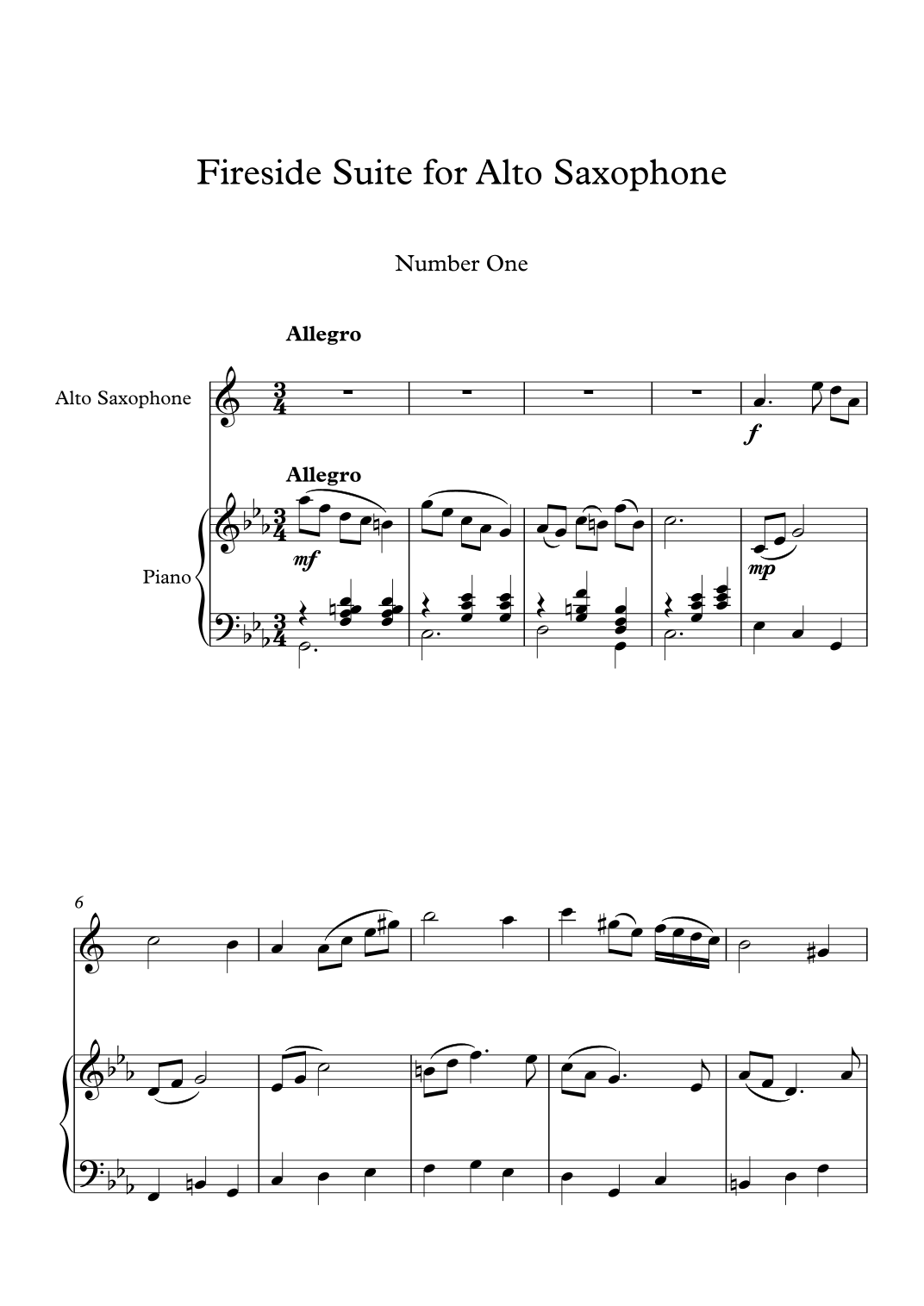 Fireside Suite - Alto Saxophone and Piano by Phil Rawle Sheet Music for ...