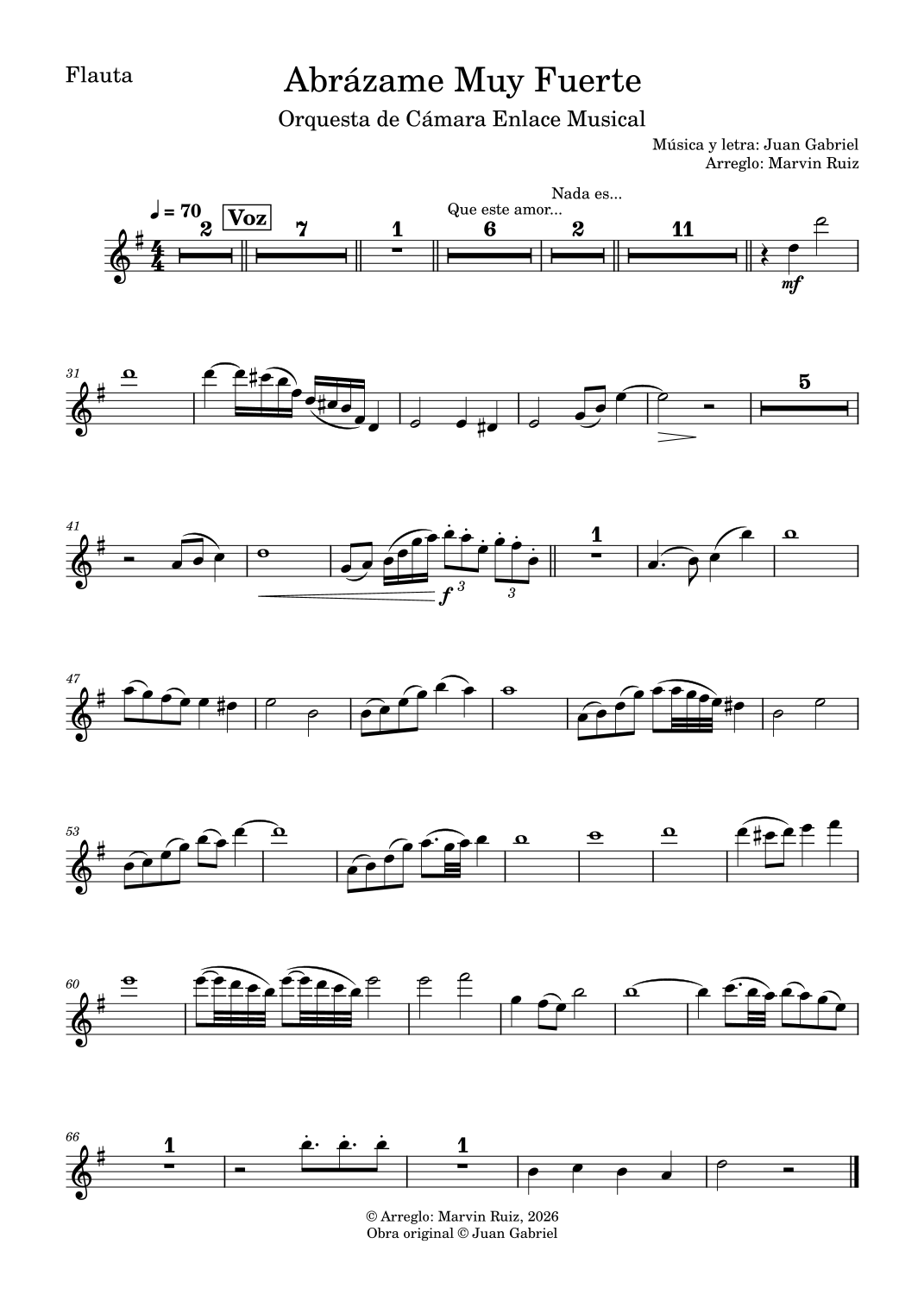 Abrazame Muy Fuerte (arr. Marvin Ruiz) by Juan Gabriel 管弦乐团 - 预览