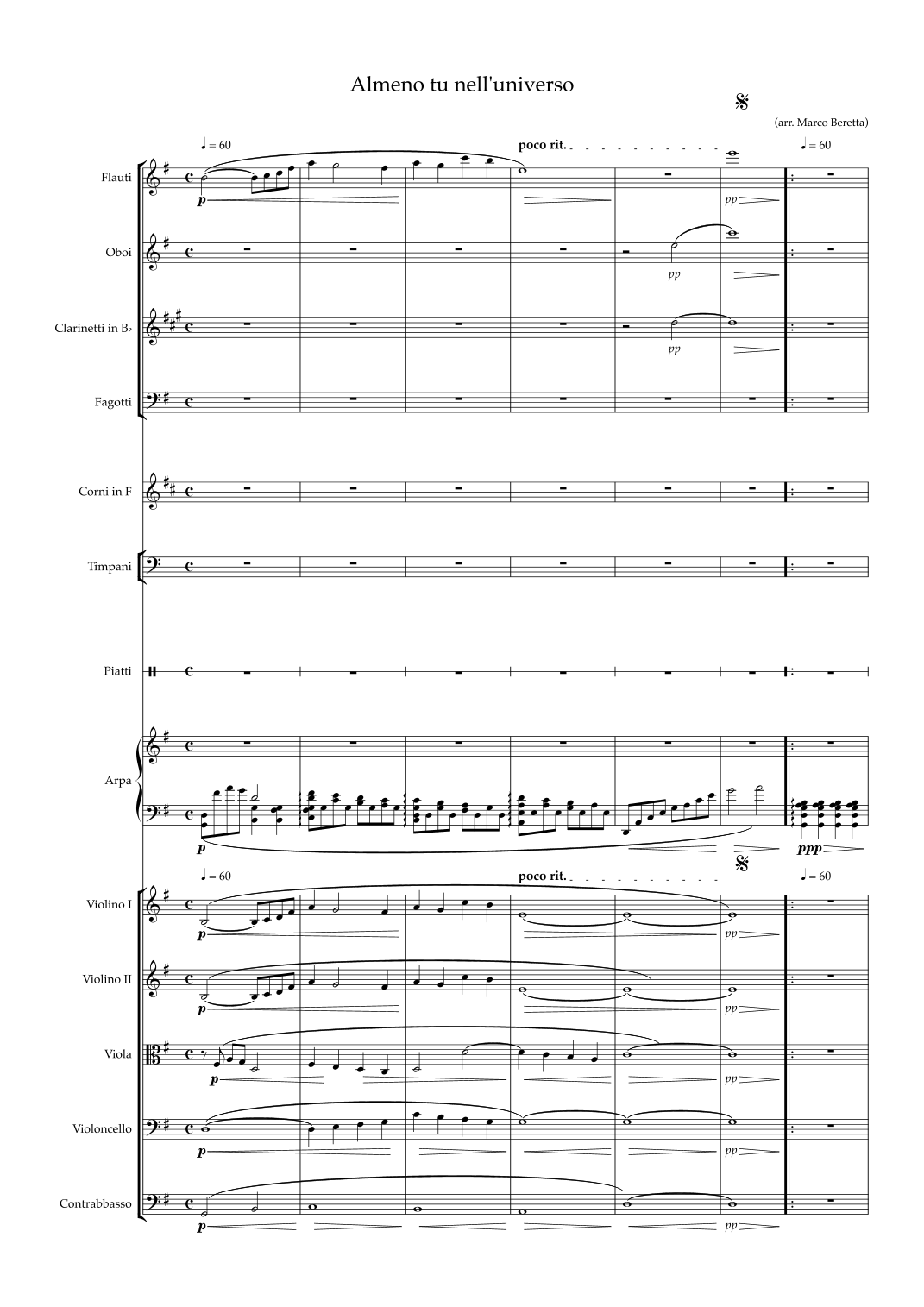 Almeno Tu Nell'universo (arr. Marco Beretta) by Mia Martini Full Orchestra