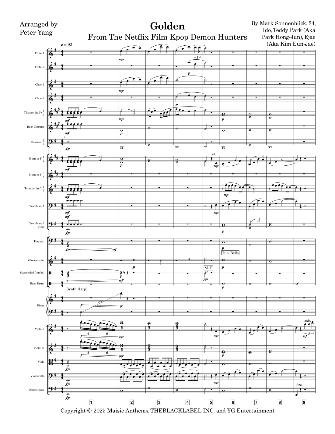 Golden (arr. Peter Yang) by Huntr/X (Ejae, Audrey Nuna And Rei Ami) Full Orchestra