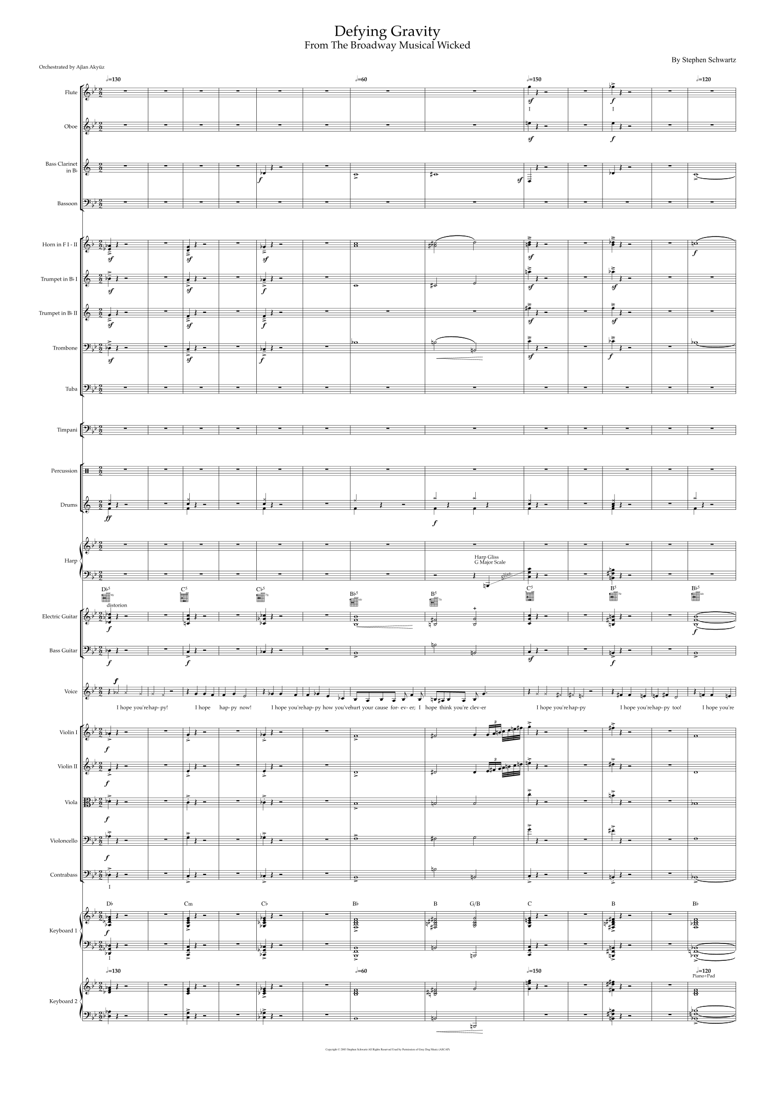 Defying Gravity (arr. Ajlan Akyüz) by Stephen Schwartz Full Orchestra