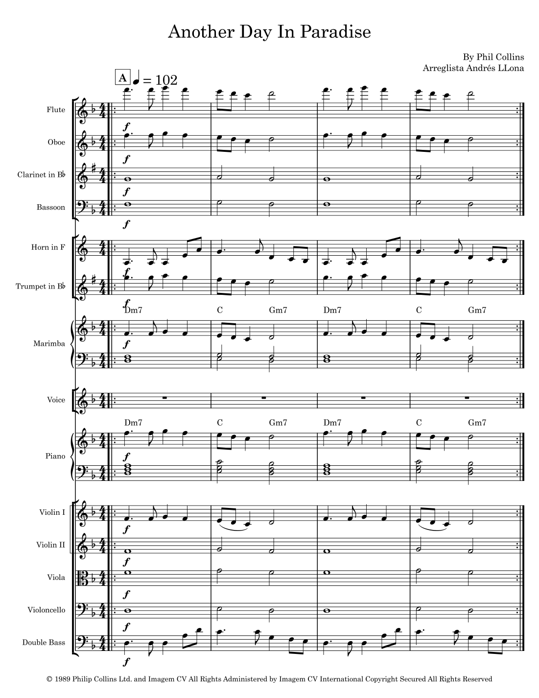 Another Day In Paradise (arr. Andrés LLona) by Phil Collins Full Orchestra