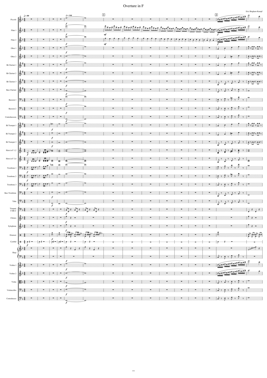 Overture in F by Eric Bingham-Kumpf Full Orchestra (F大调序曲 - 管弦乐团) - 预览