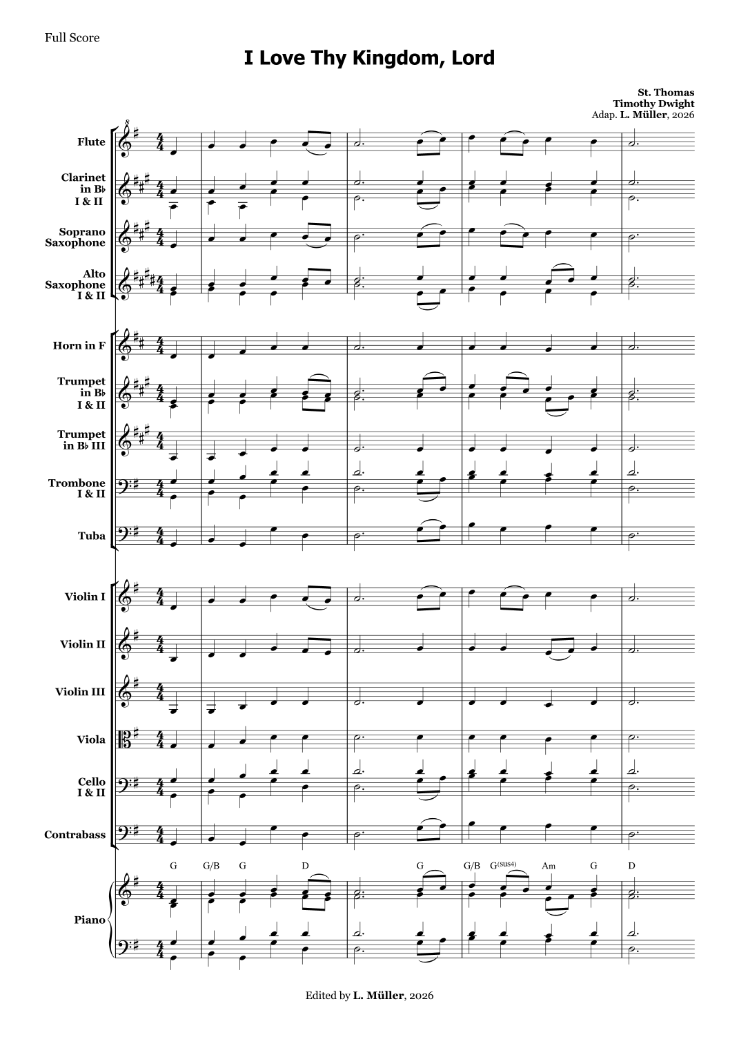 I Love Thy Kingdom, Lord - for Beginner Orchestra with chords (arr. L ...