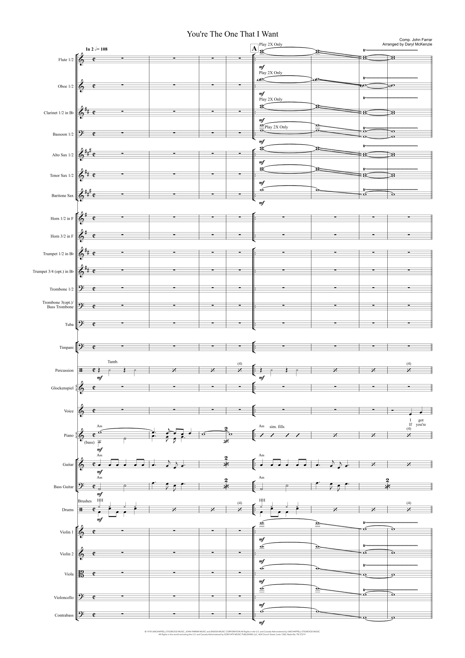 You're The One That I Want (arr. Daryl McKenzie) by Olivia Newton-john And John Travolta Full Orchestra