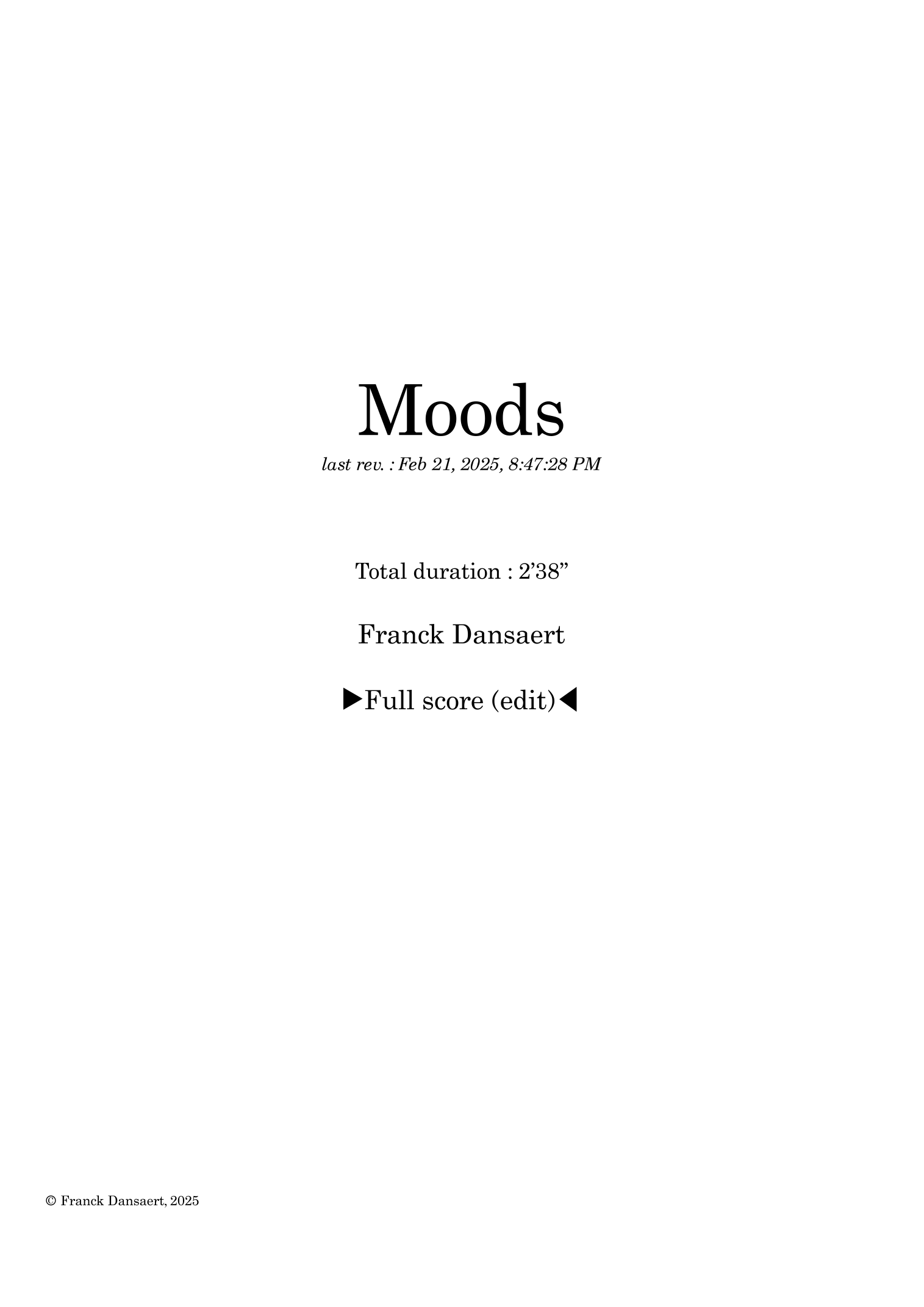 Moods - Score Only by Franck Dansaert Full Orchestra