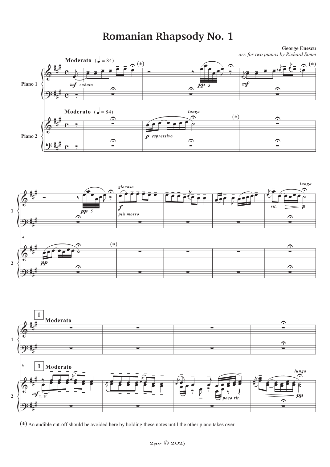 Roman Rhapsody Romanian Rhapsody No. 1 (arr. Richard Simm) by George Enescu Sheet ...