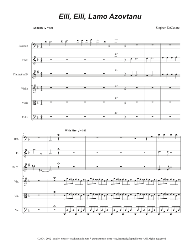 Eili, Eili, Lamo Azovtanu (Chamber Orchestra Version) Digital Sheet Music