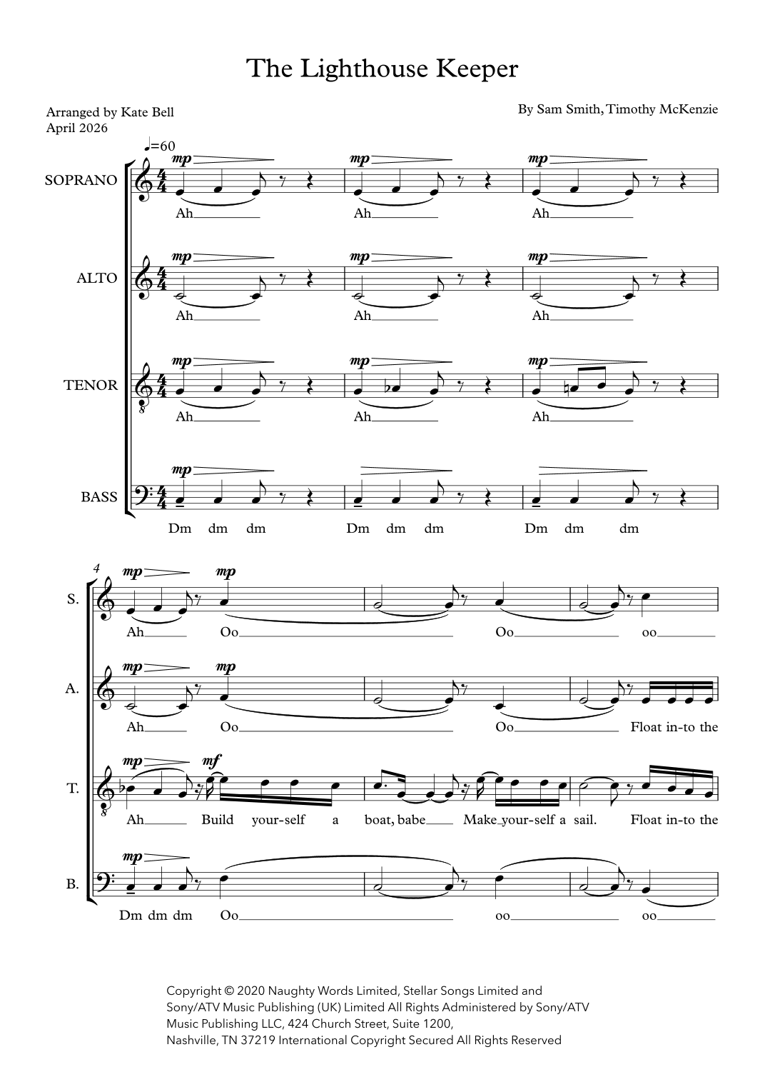 The Lighthouse Keeper (arr. Kate Bell) by Sam Smith Sheet Music for ...