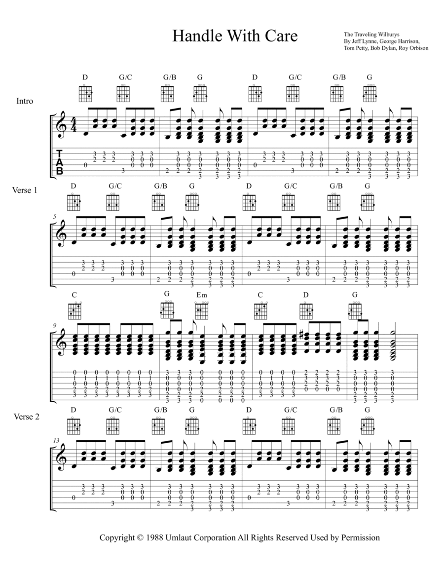 Handle with care guitar chords