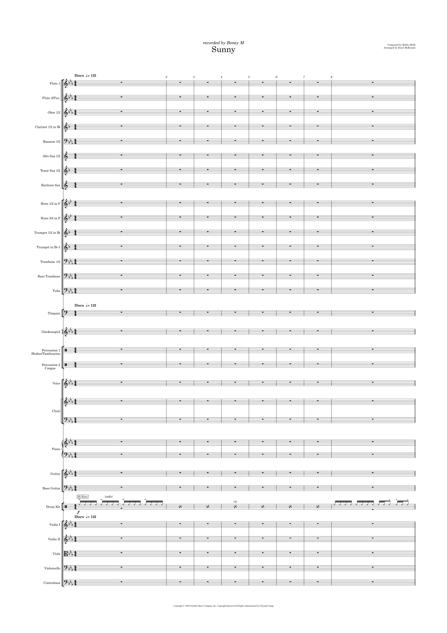 Sunny (arr. Daryl McKenzie) by Bobby Hebb 管弦乐团全谱 - 预览