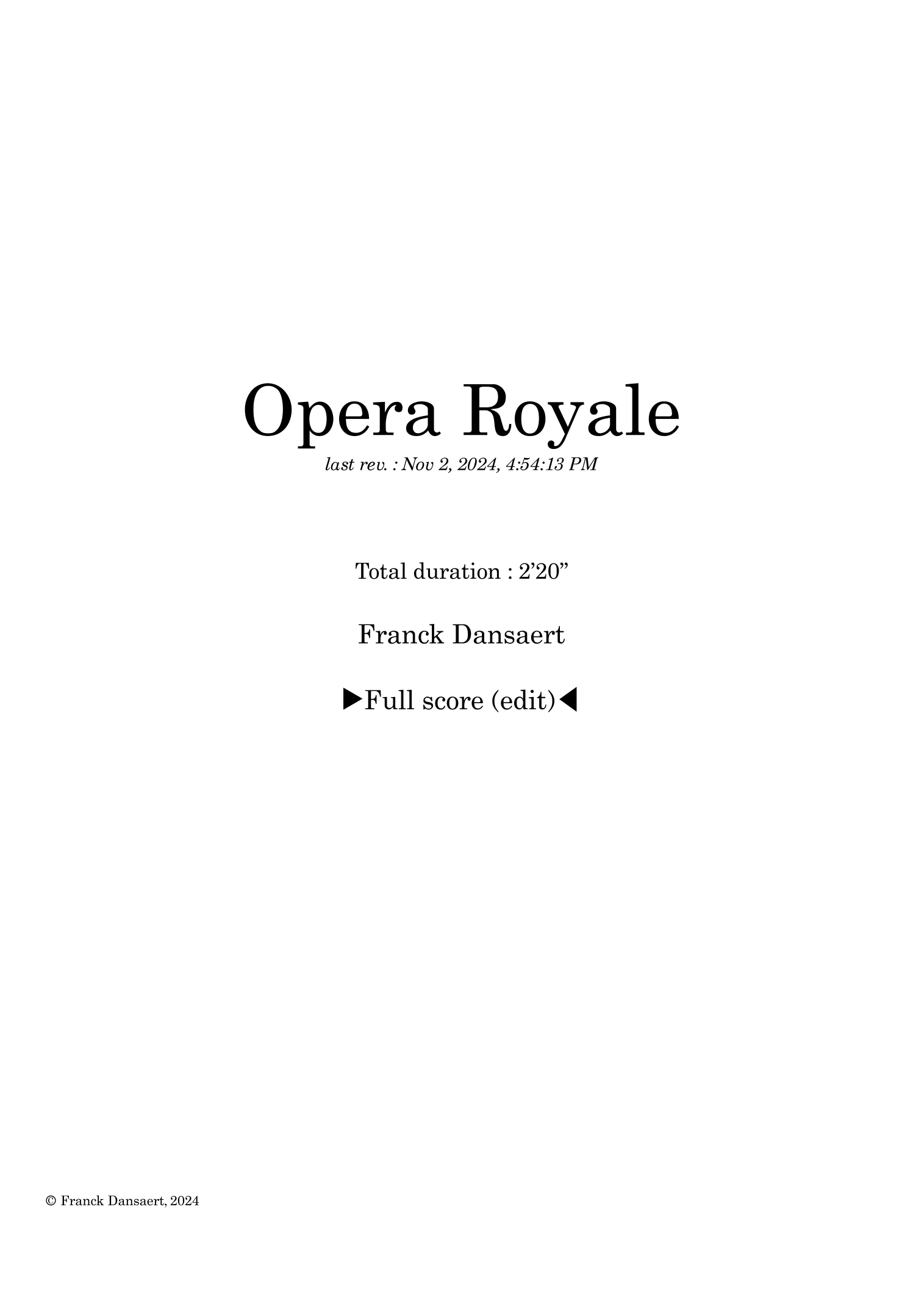 Opera Royale - Score Only (仅总谱) by Franck Dansaert Full Orchestra (管弦乐团) - 预览