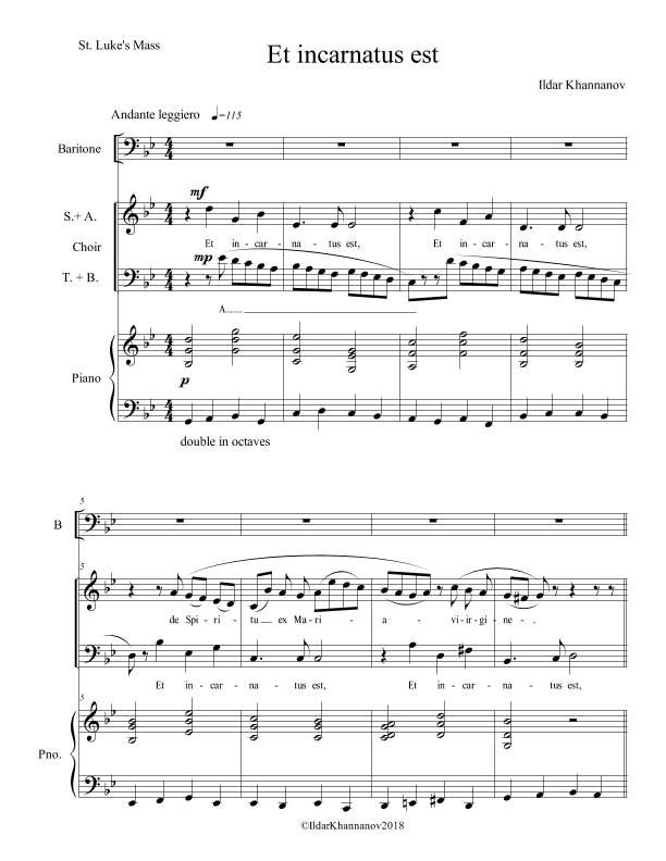 Et incarnatus est Crucifixus Et resurrexit Sheet Music Ildar