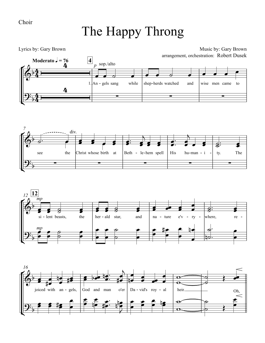 The Happy Throng -Full Orchestra and Chorus, vocal parts by Gary L Brown Full Orchestra