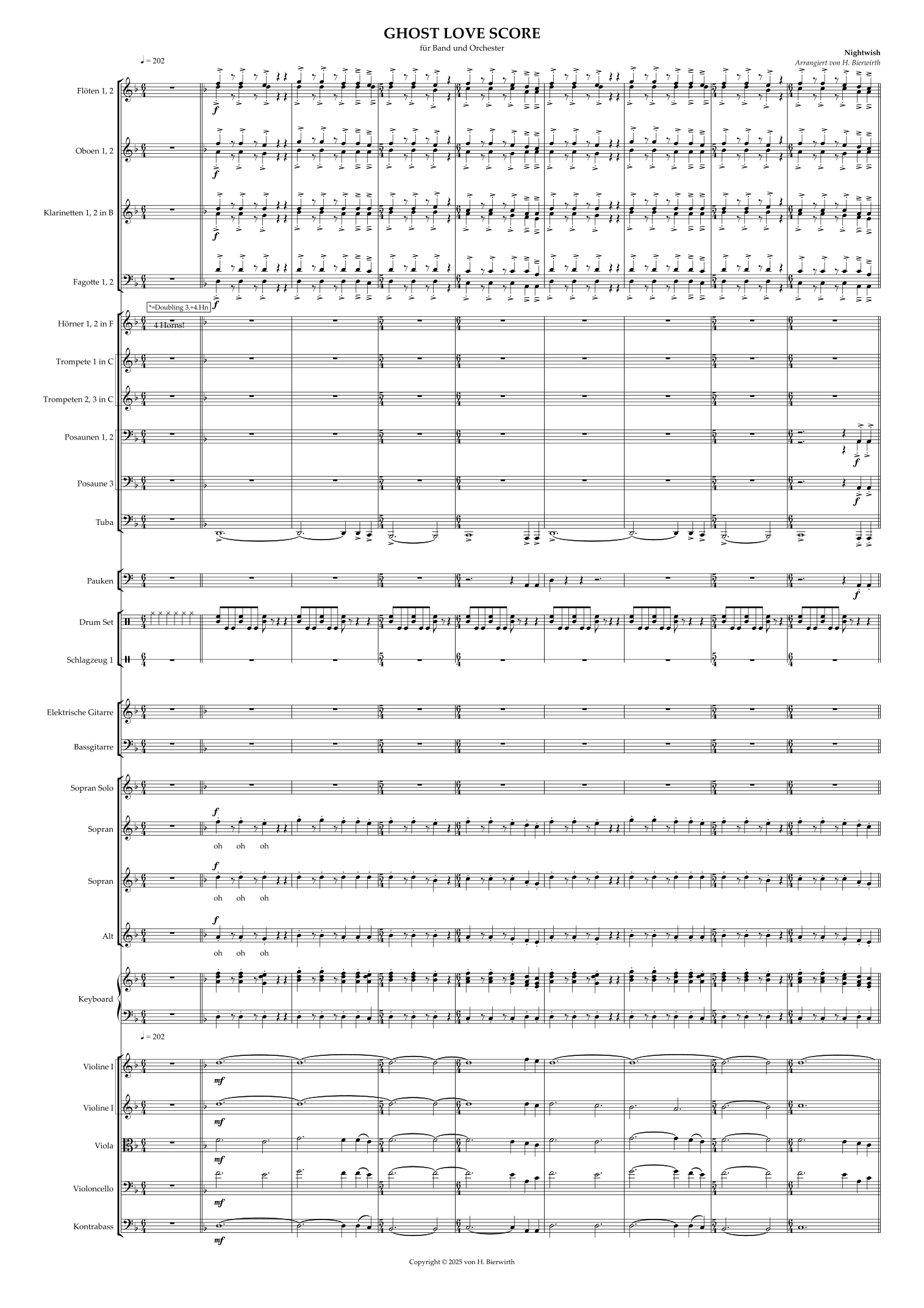 Ghost Love Score (arr. Henrik Bierwirth) by Tuomas Lauri Johannes Holopainen Full Orchestra
