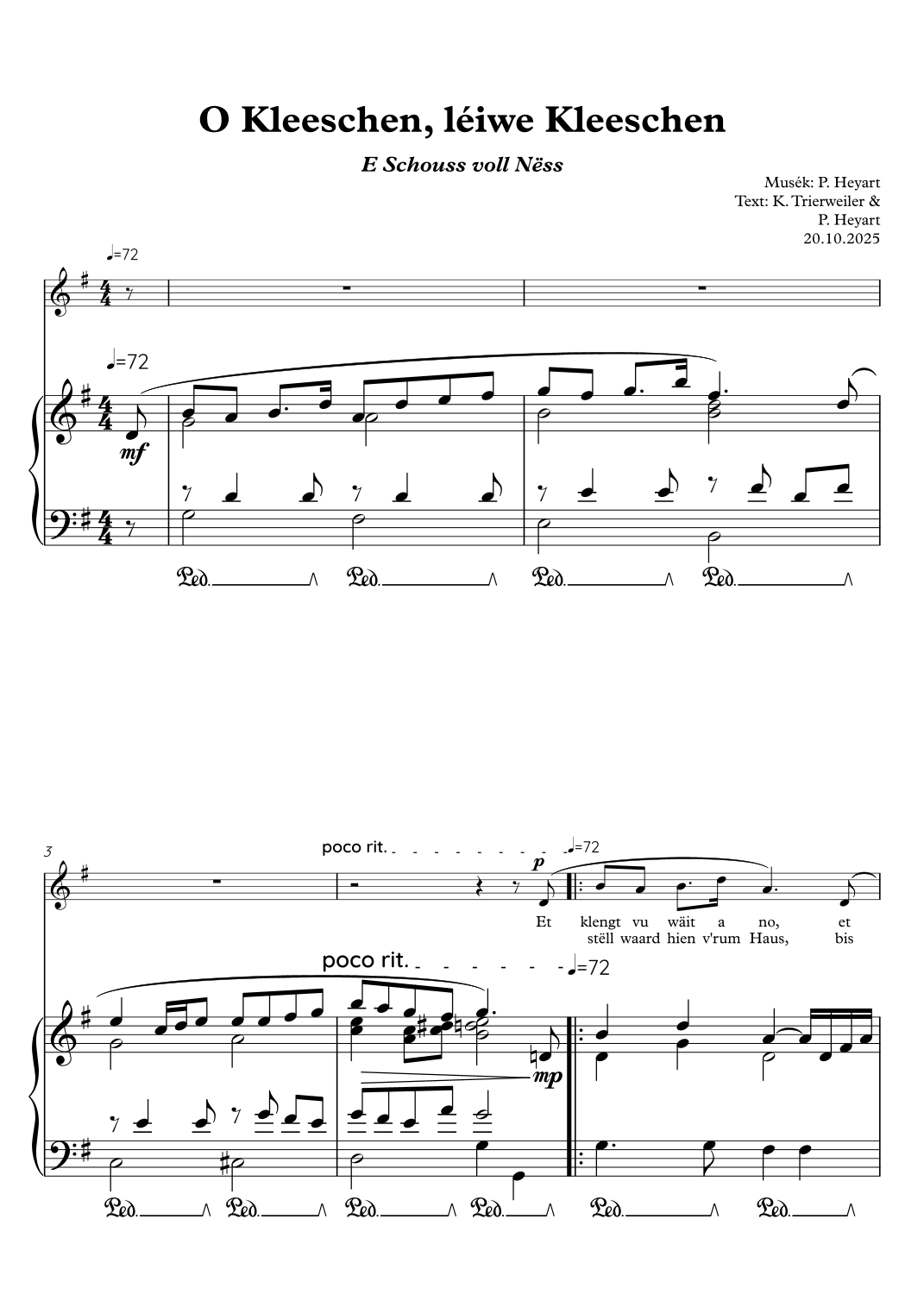 O Kleeschen, léiwe Kleeschen - E Schouss voll Nëss (unison version for ...