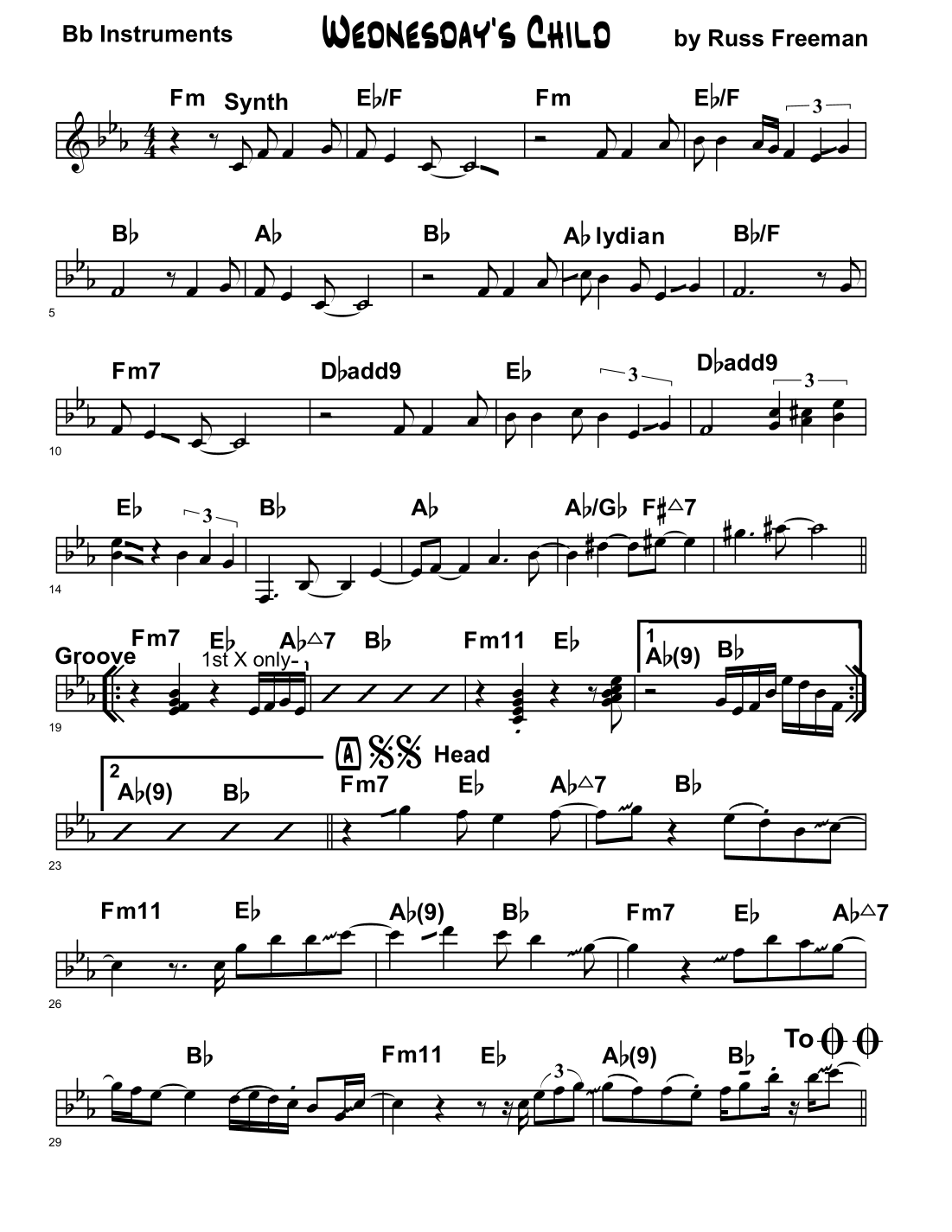 Wednesday's Child (arr. Brent Ward) by Rippingtons Sheet Music for Lead ...