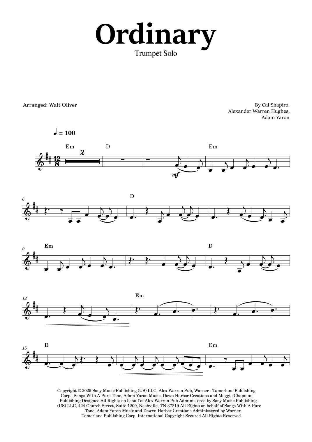 25 Or 6 To 4 by Chicago Sheet Music for Trumpet Solo (arr. Kevin