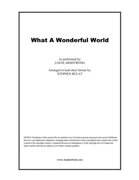 What A Wonderful World (arr. Stephen Bulat) Digital Sheet Music