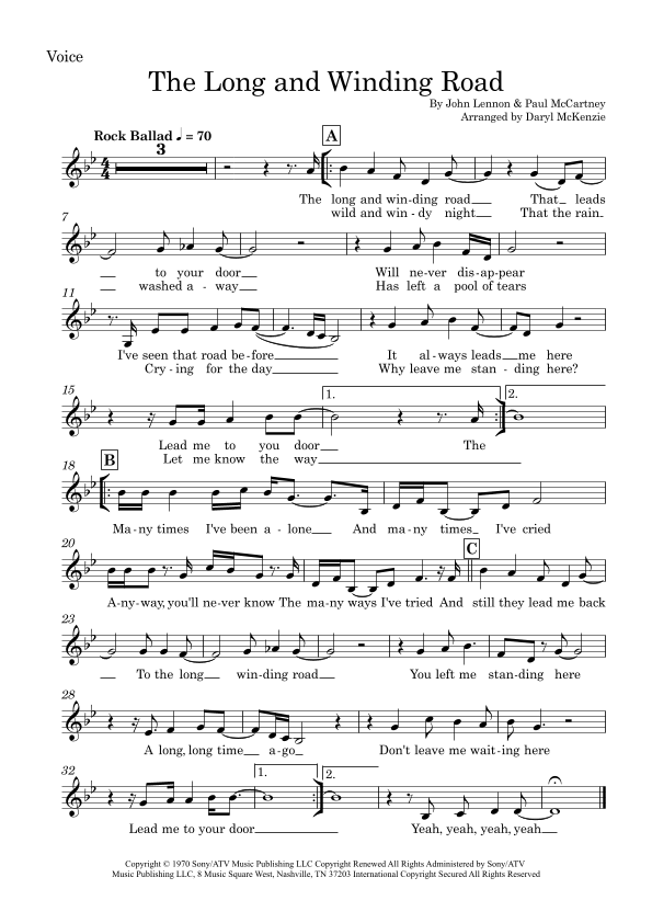 The Long And Winding Road (arr. Daryl McKenzie) by The Beatles 管弦乐团 - 预览